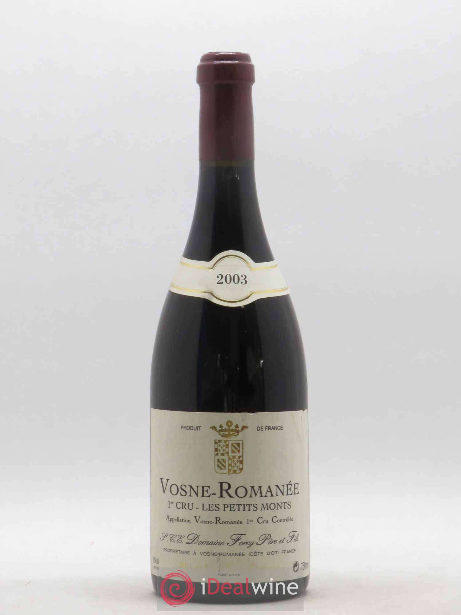 Vosne-Romanée 1er Cru Les Petits Monts Forey Père et Fils (Domaine) 2003 - Lot de 1 bouteille - 0