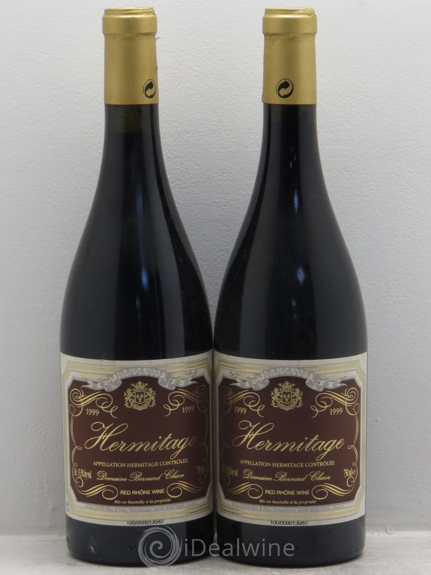 Hermitage Bernard Chave 1999 - Lot de 2 bouteilles - 0
