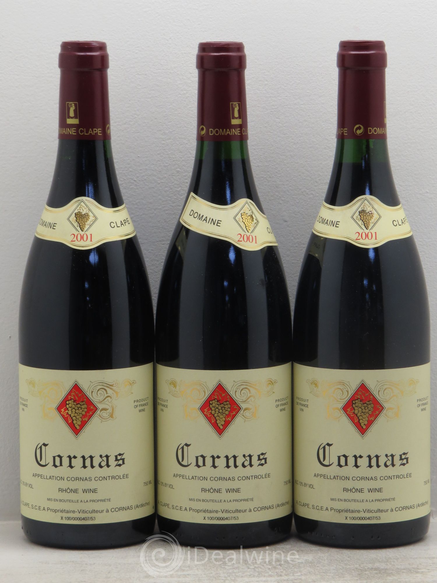 Cornas Auguste Clape 2001 - Lot de 3 bouteilles - 0