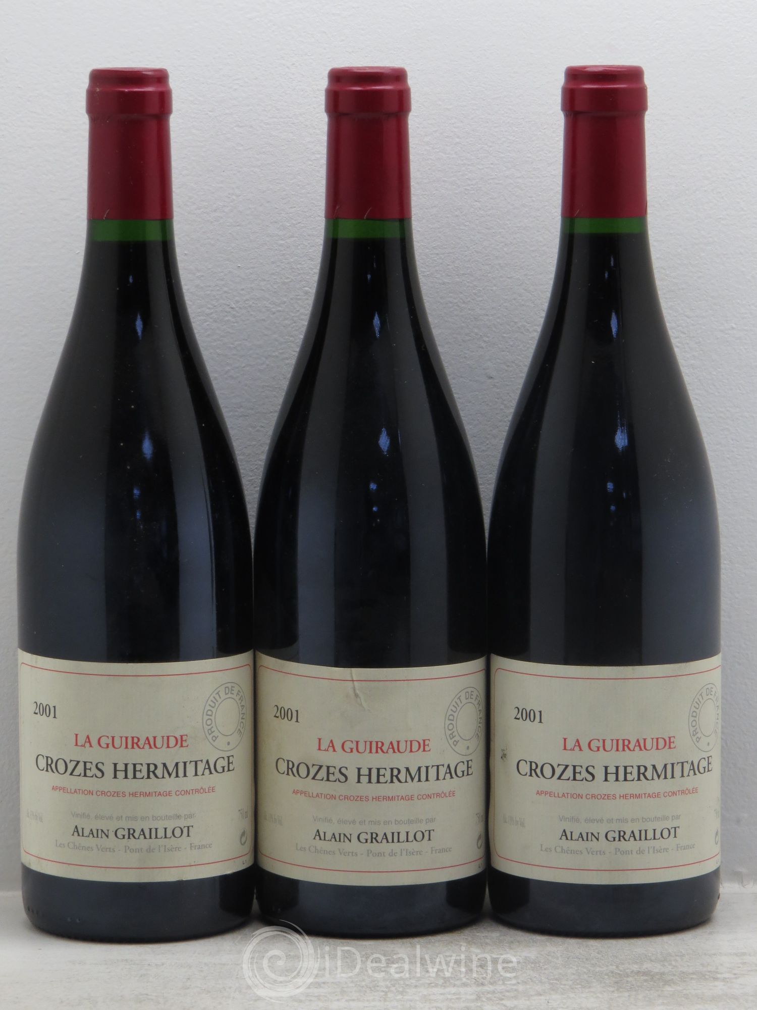Crozes-Hermitage La Guiraude Domaine Graillot 2001 - Lot de 3 bouteilles - 0