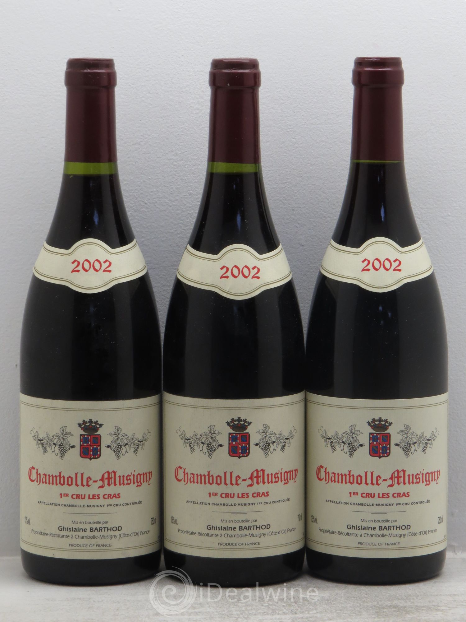 Chambolle-Musigny 1er Cru Les Cras Ghislaine Barthod 2002 - Lot de 3 bouteilles - 0