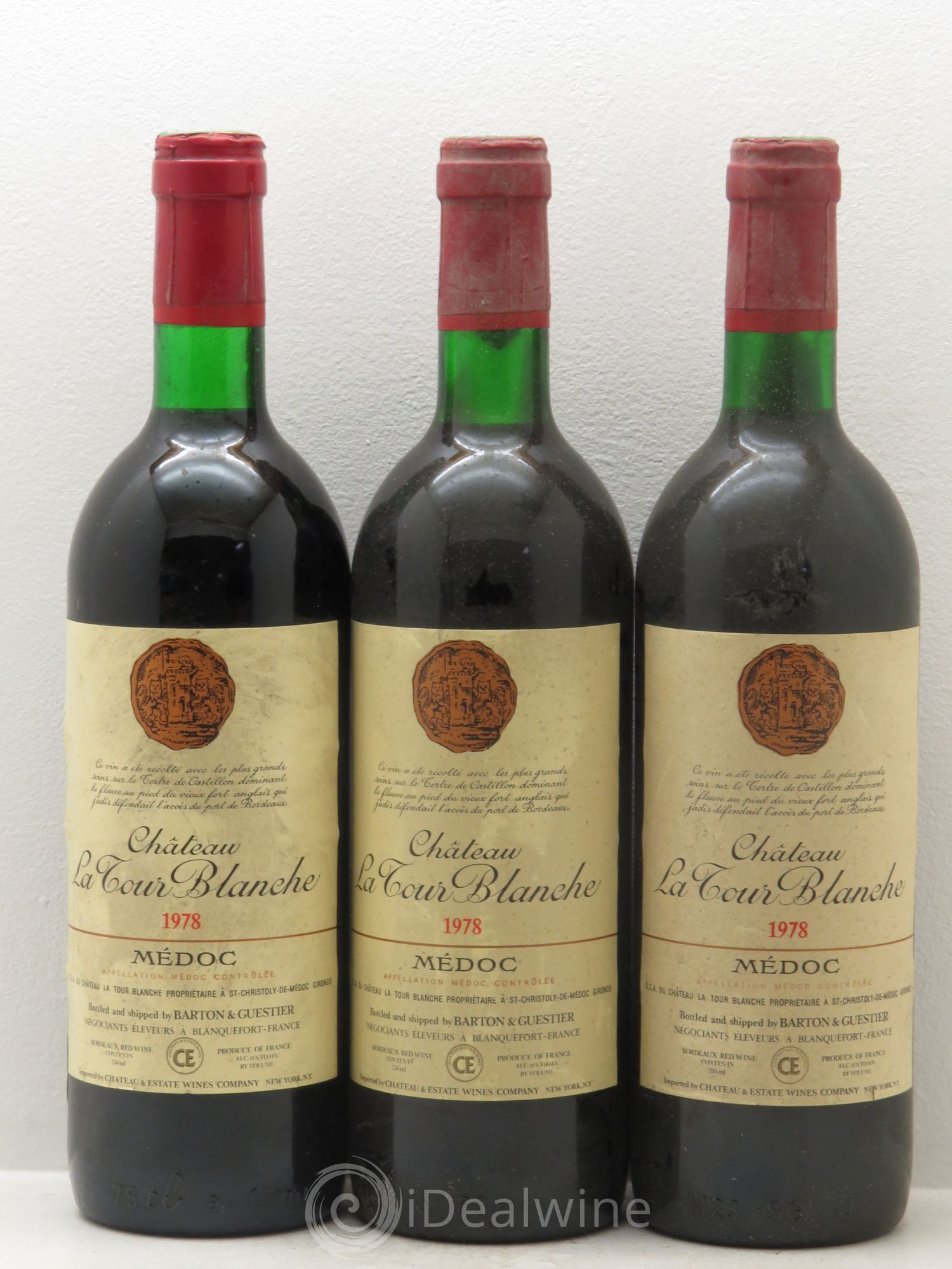 Château Tour Blanche Cru Bourgeois 1978 - Lot de 3 bouteilles - 0
