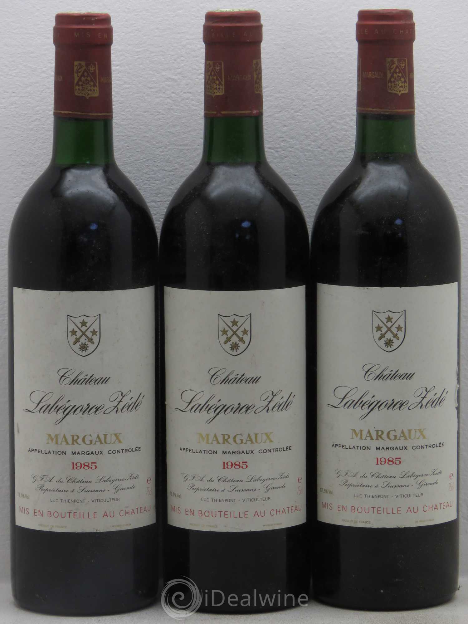 Château Labegorce Zédé Cru Bourgeois 1985 - Lot de 3 bouteilles - 0