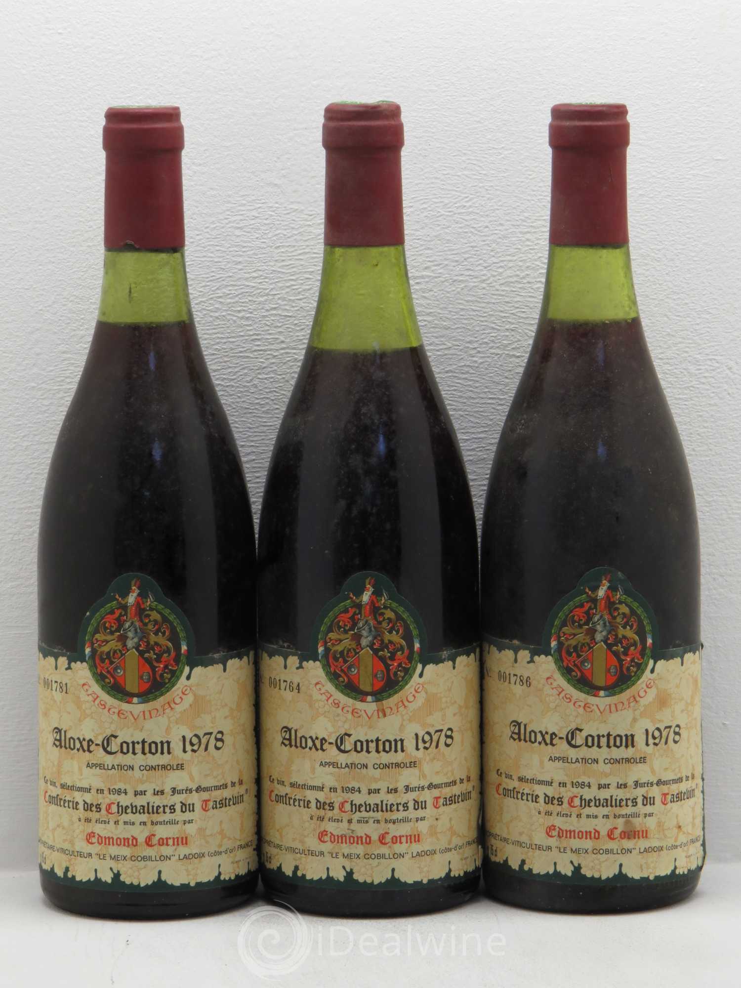 Aloxe-Corton Tastevin - Cave Edmond Cornu 1978 - Posten von 3 Flaschen - 0