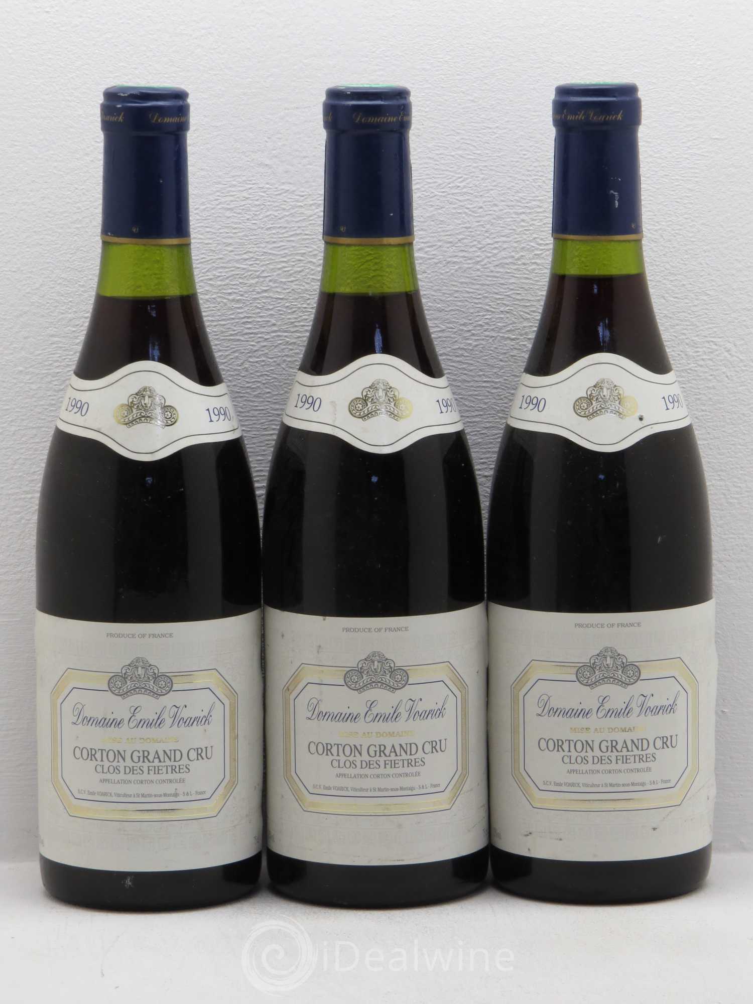 Corton Grand Cru Clos des Fietres - Emile Voarick 1990 - Posten von 5 Flaschen - 1