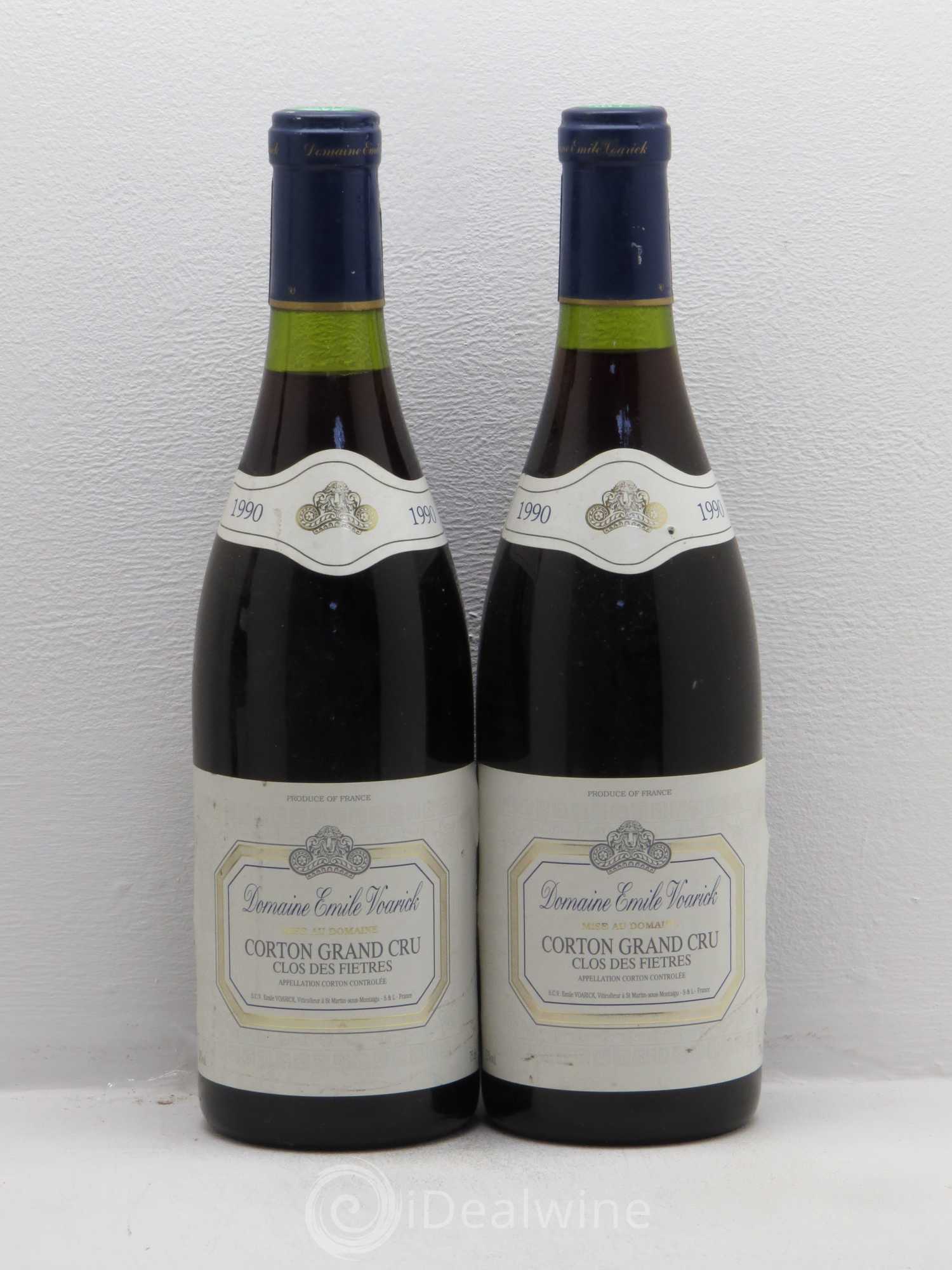 Corton Grand Cru Clos des Fietres - Emile Voarick 1990 - Posten von 5 Flaschen - 2
