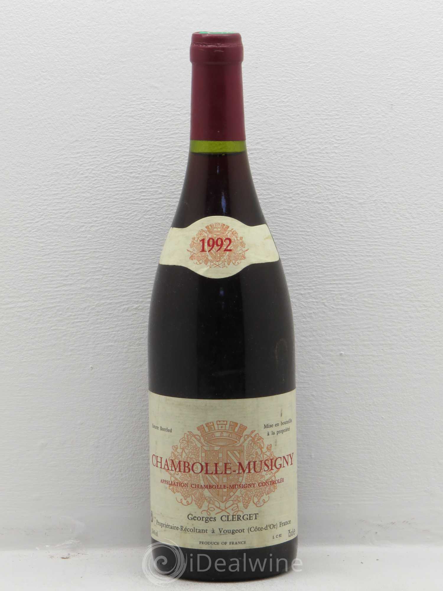 Chambolle-Musigny Georges Clerget 1992 - Lot de 1 bouteille - 0
