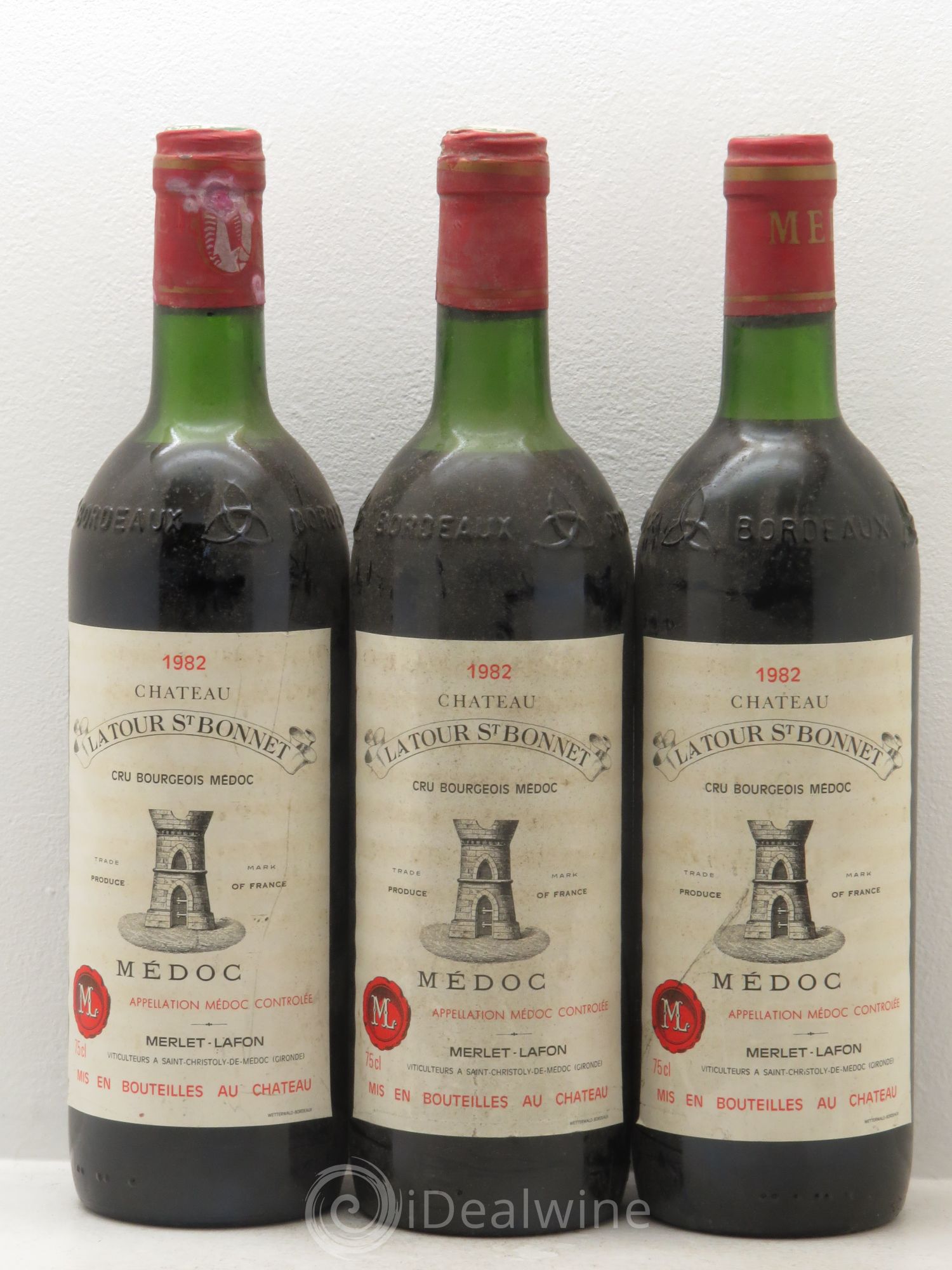 Château la Tour Saint-Bonnet Cru Bourgeois 1982 - Lot de 3 bouteilles - 0