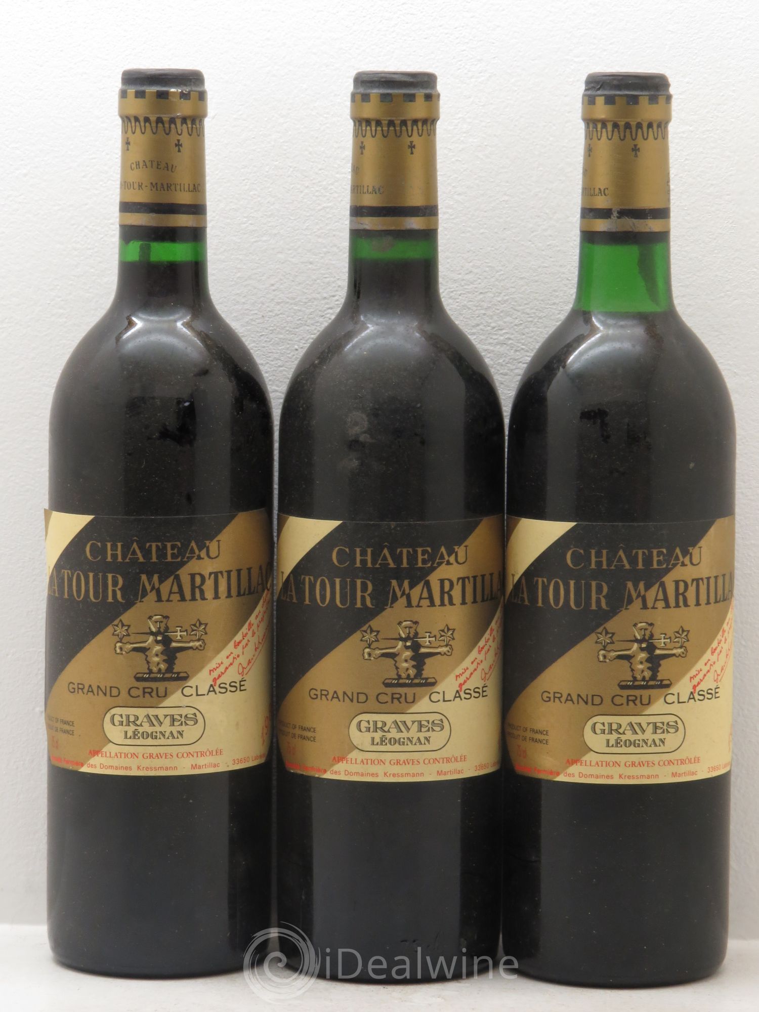 Château Latour-Martillac Cru Classé de Graves 1983 - Lot de 3 bouteilles - 0