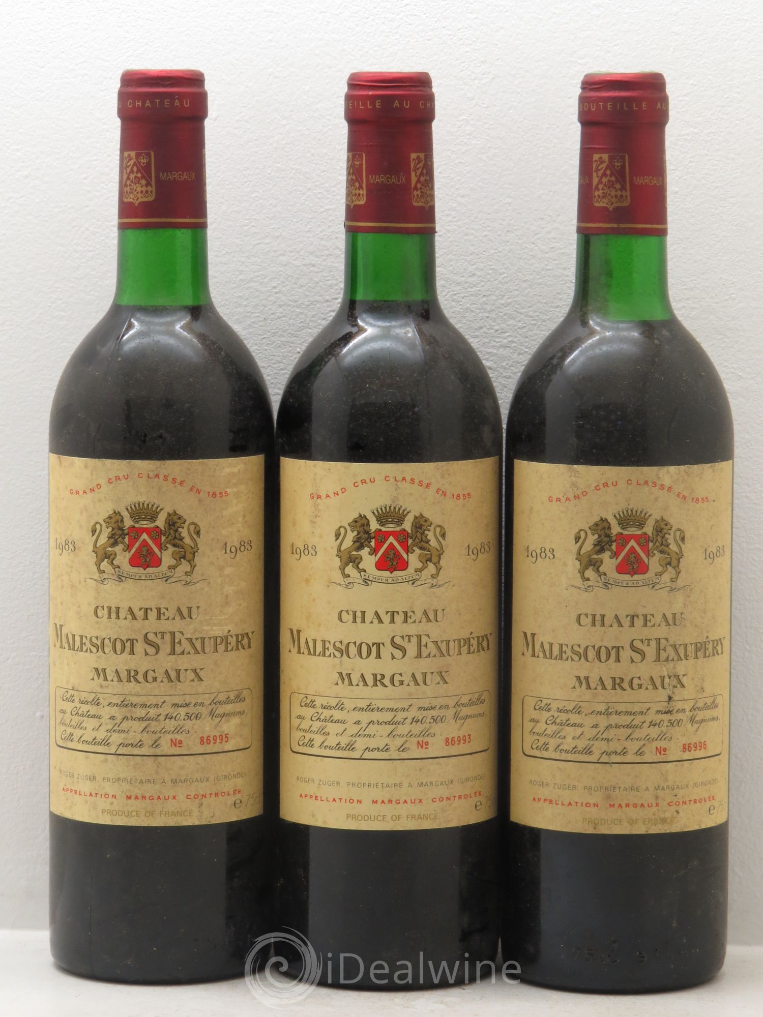 Château Malescot Saint-Exupéry 3ème Grand Cru Classé 1983 - Lot de 3 bouteilles - 0