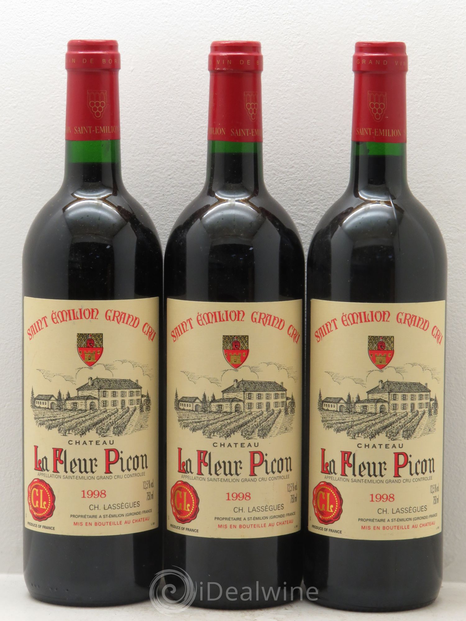 Saint-Émilion Château La Fleur Picon 1998 - Posten von 3 Flaschen - 0