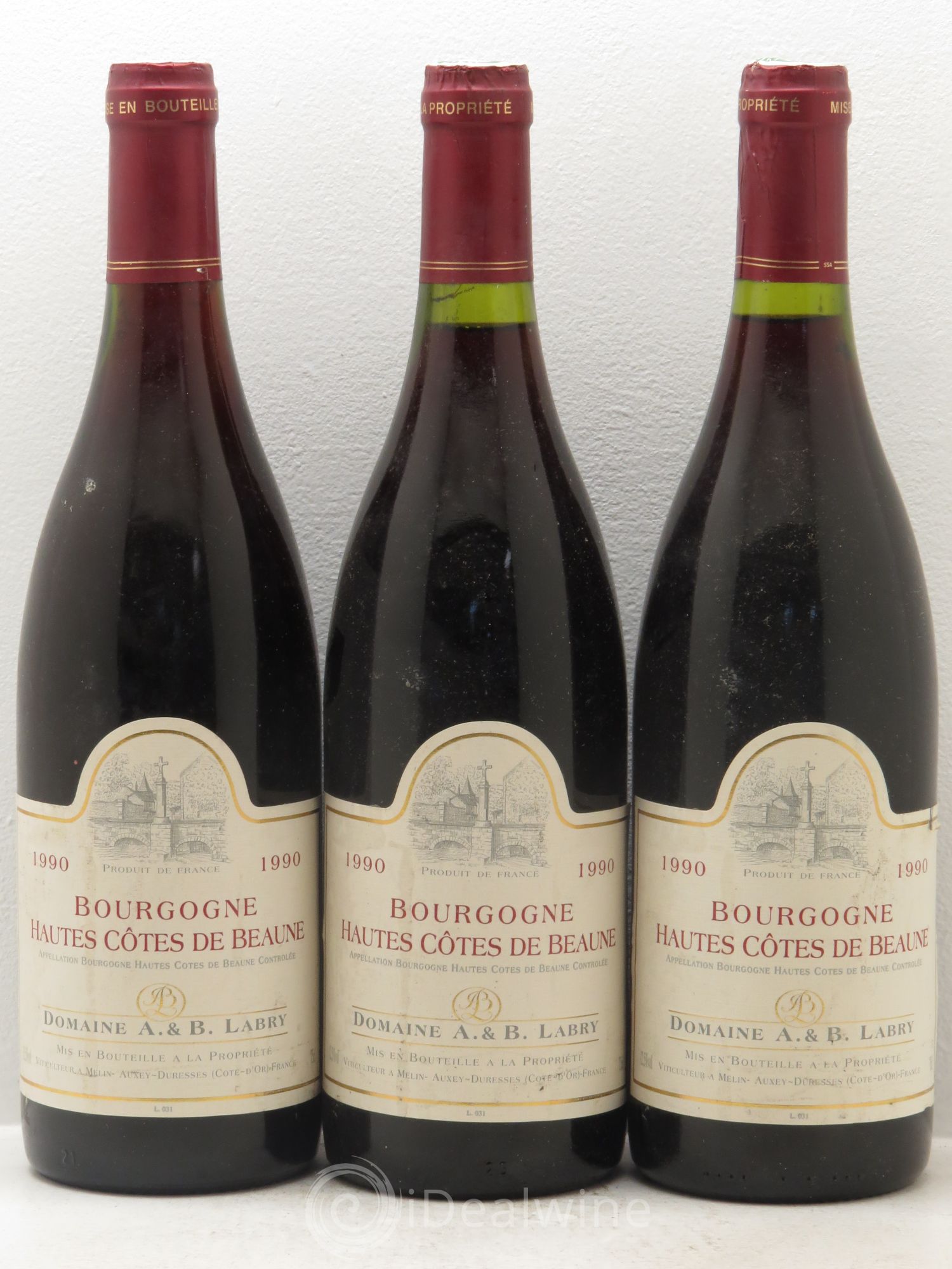 Hautes-Côtes de Beaune Domaine A et b Labry 1990 - Lot de 3 bouteilles - 0
