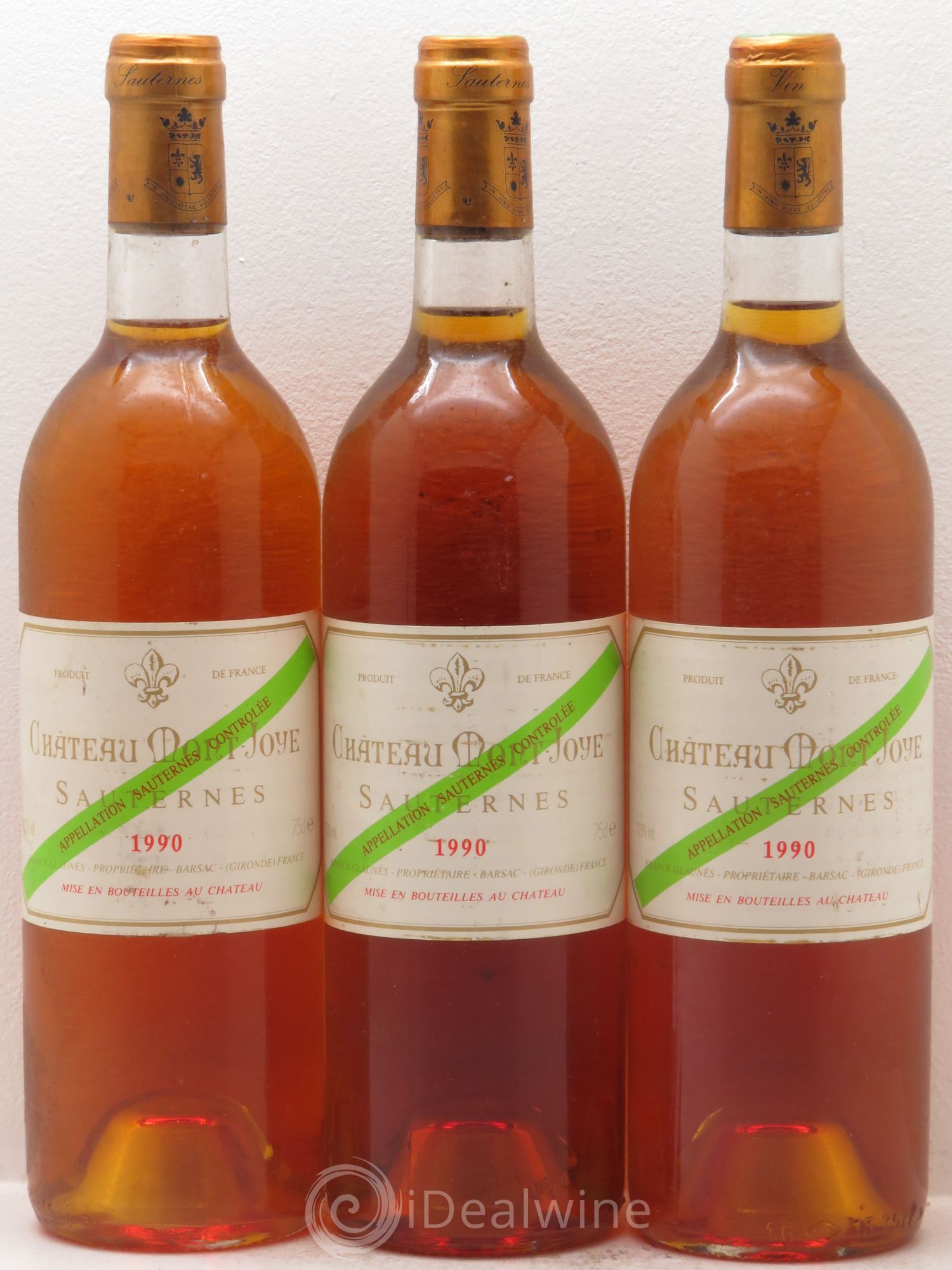 Sauternes Château Mont Joyce 1990 - Lotto di 3 bottiglie - 0