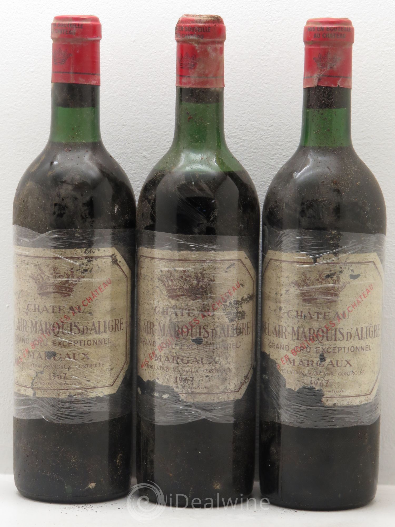 Château Bel Air Marquis d'Aligre 1967 - Lot de 3 bouteilles - 0