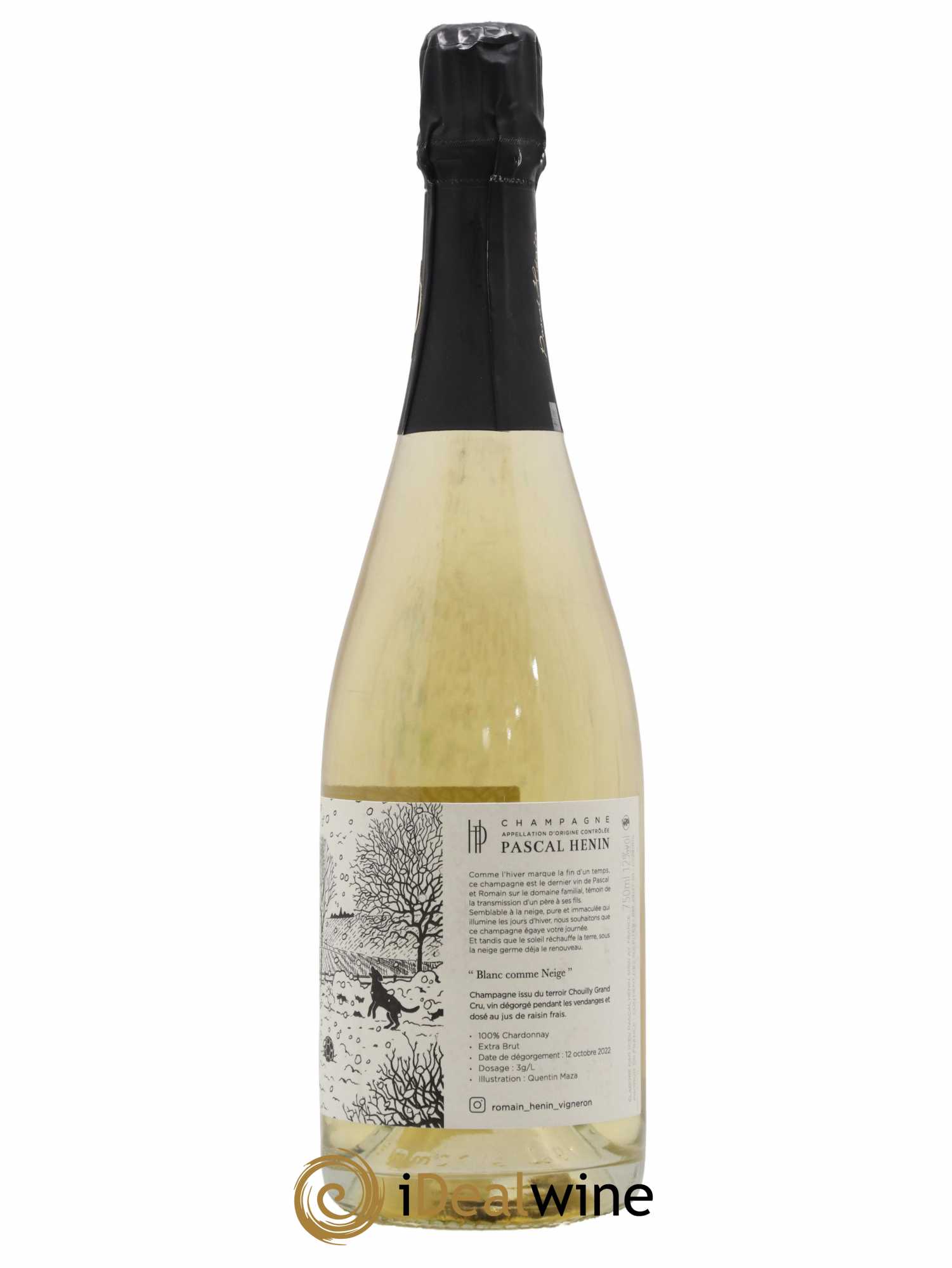 Champagne Blanc Comme Neige Quentin Maza Pascal et Romain Henin - Lot de 1 bouteille - 1