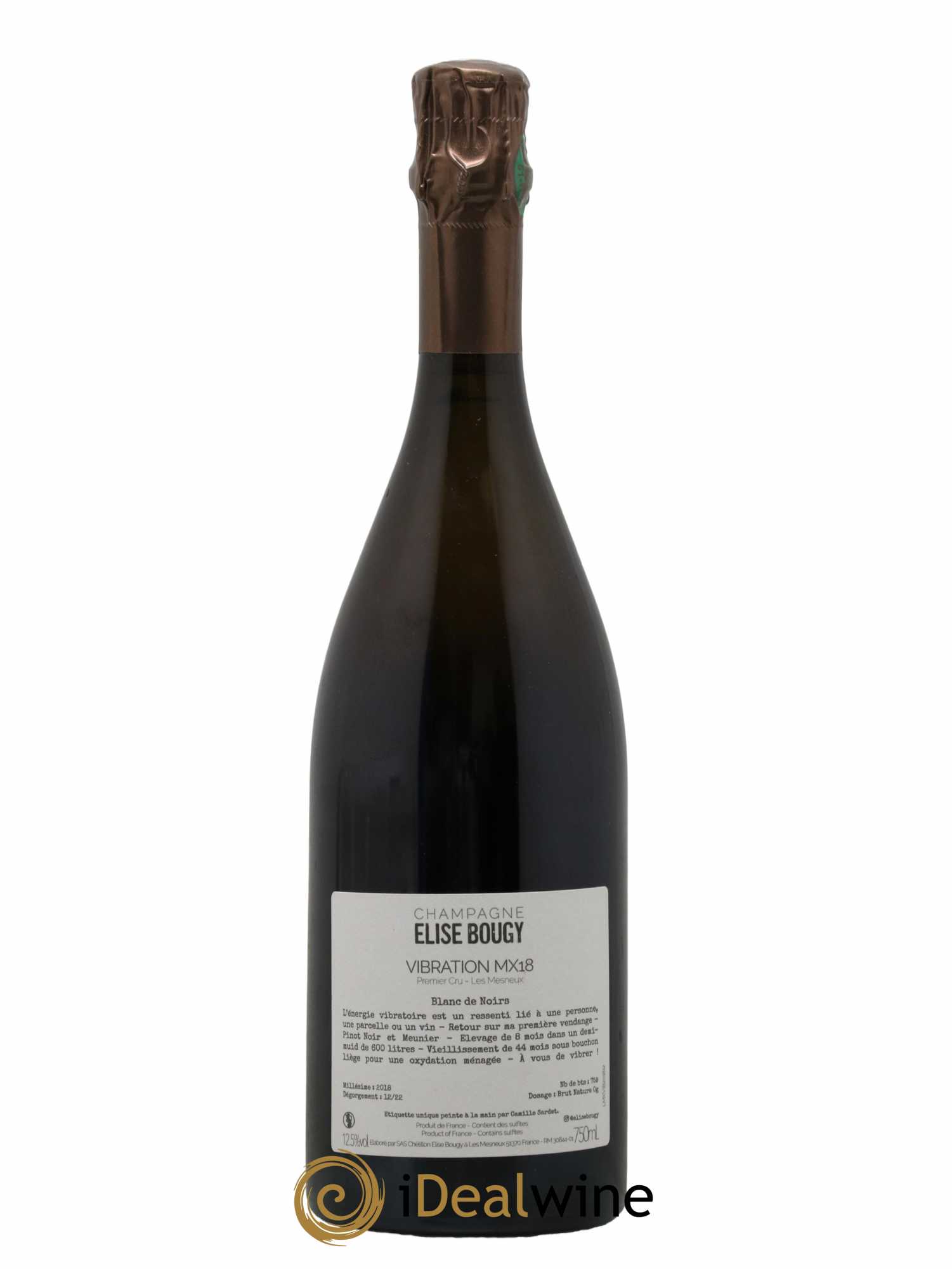 Champagne Premier Cru les Mesneux Vibration MX18 Elise Bougy 2018 - Lot de 1 bouteille - 1
