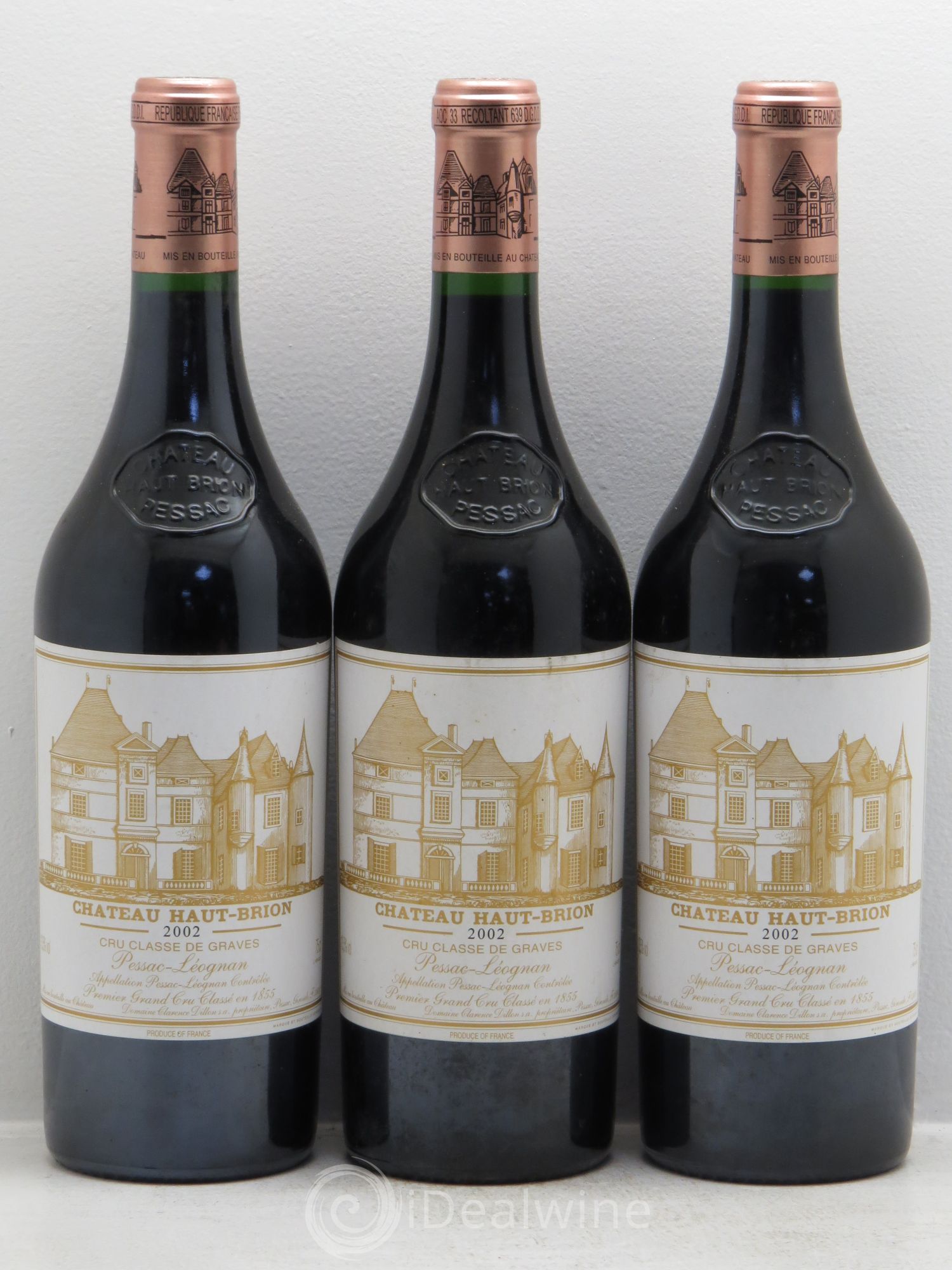 Château Haut Brion 1er Grand Cru Classé 2002 - Lot de 3 bouteilles - 0