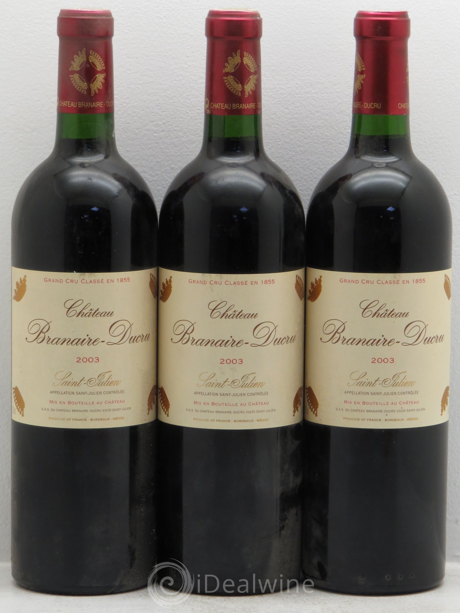 Château Branaire Ducru 4ème Grand Cru Classé 2003 - Lot de 3 bouteilles - 0