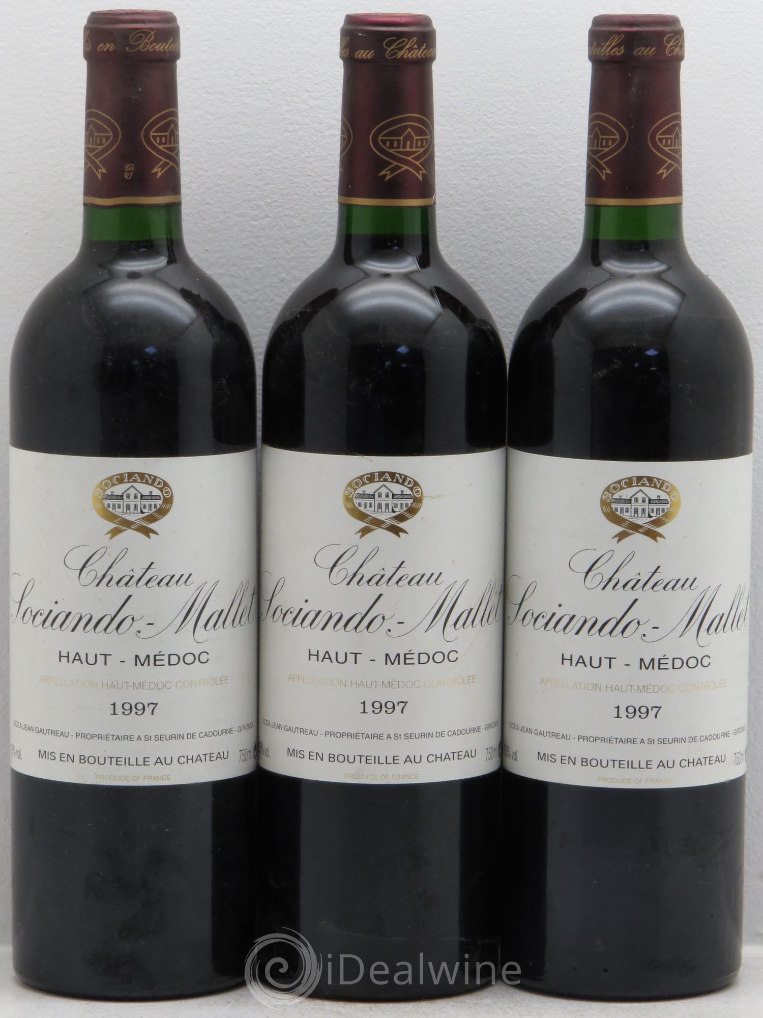 Château Sociando Mallet 1997 - Lot de 3 bouteilles - 0