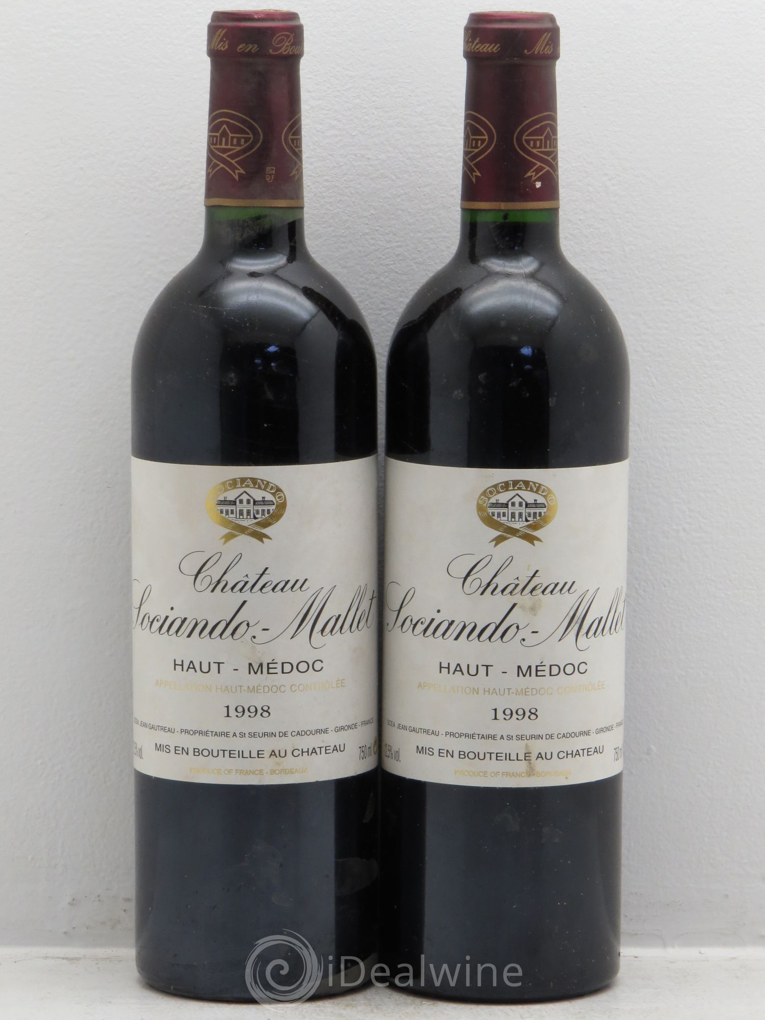 Château Sociando Mallet 1998 - Lot de 2 bouteilles - 0