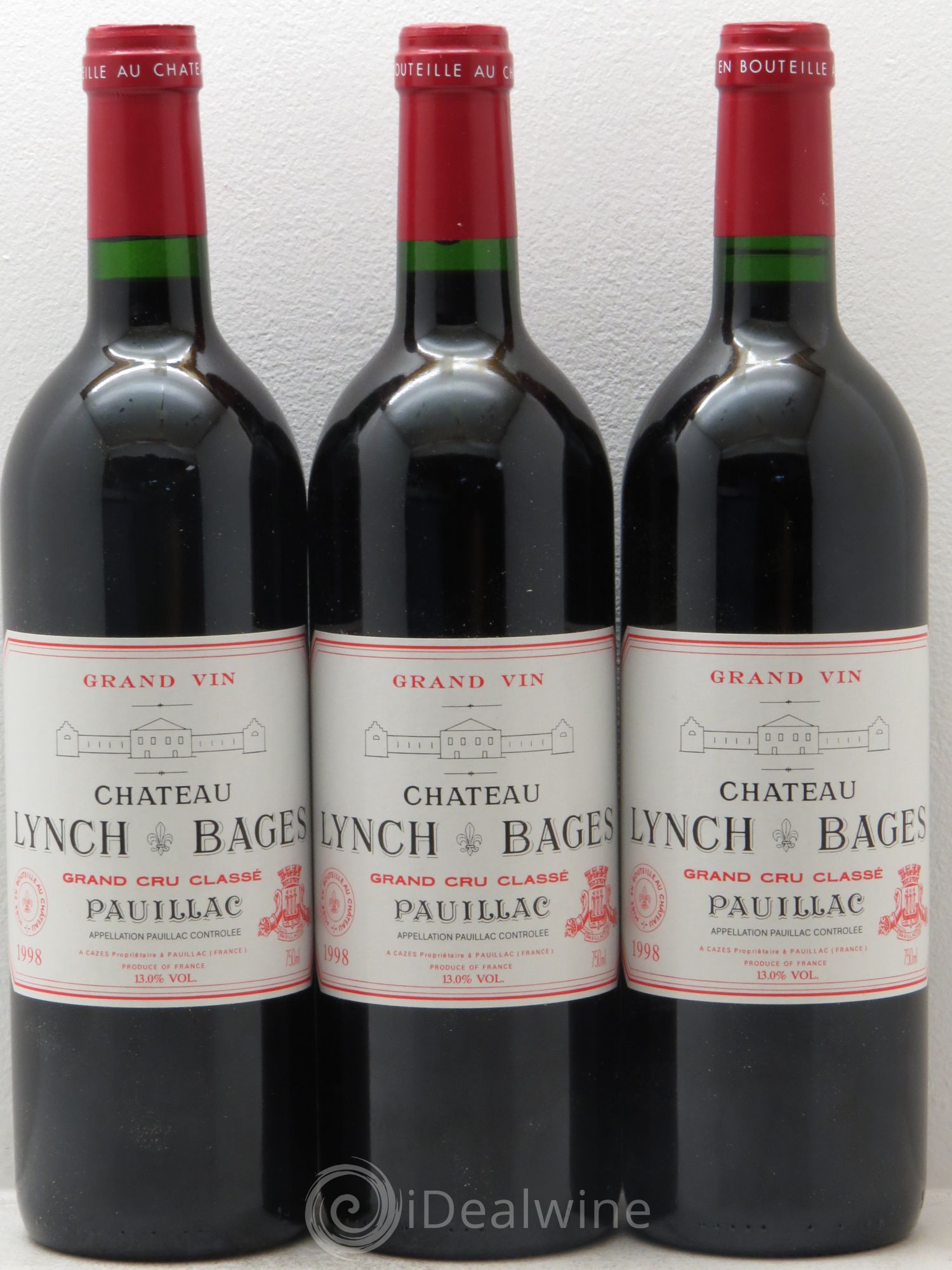 Château Lynch Bages 5ème Grand Cru Classé 1998 - Lot de 3 bouteilles - 0
