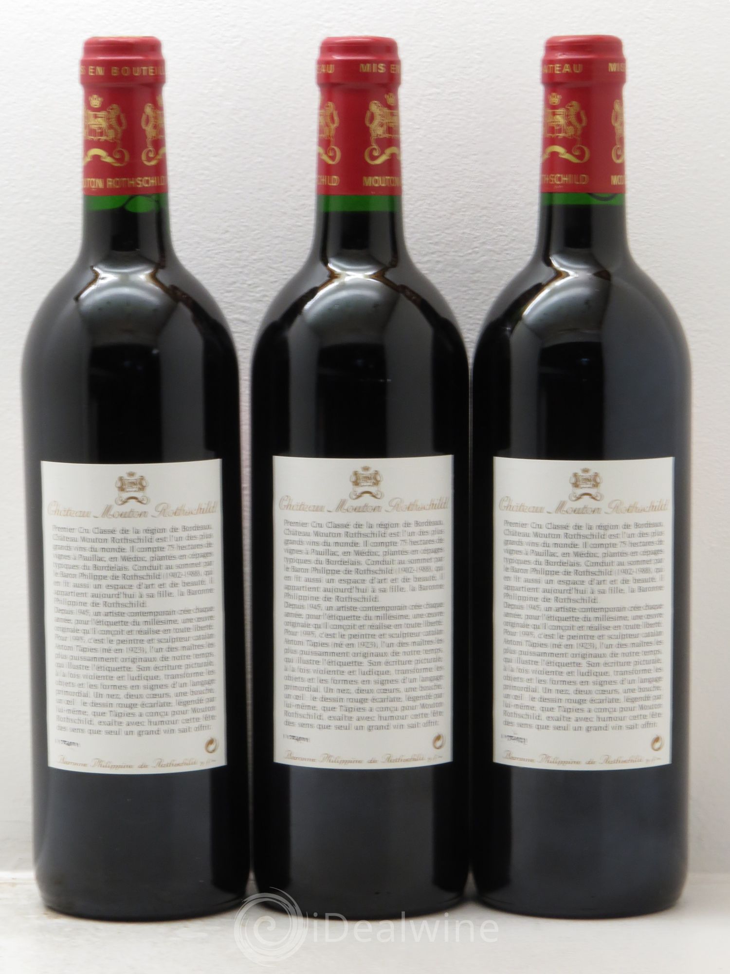 Château Mouton Rothschild 1er Grand Cru Classé 1995 - Lot de 3 bouteilles - 1
