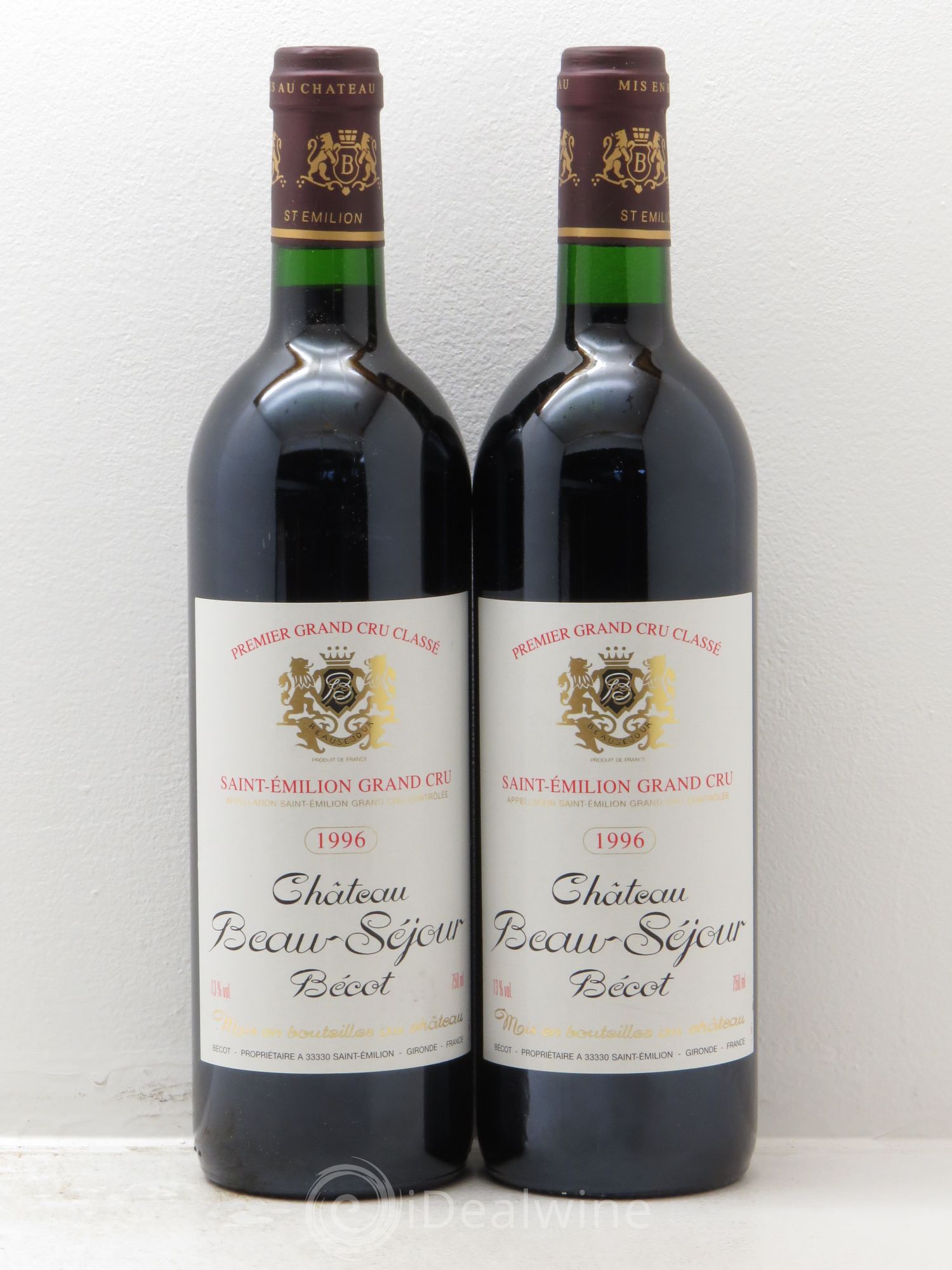 Château Beau-Séjour Bécot 1er Grand Cru Classé B 1996 - Lot de 2 bouteilles - 0