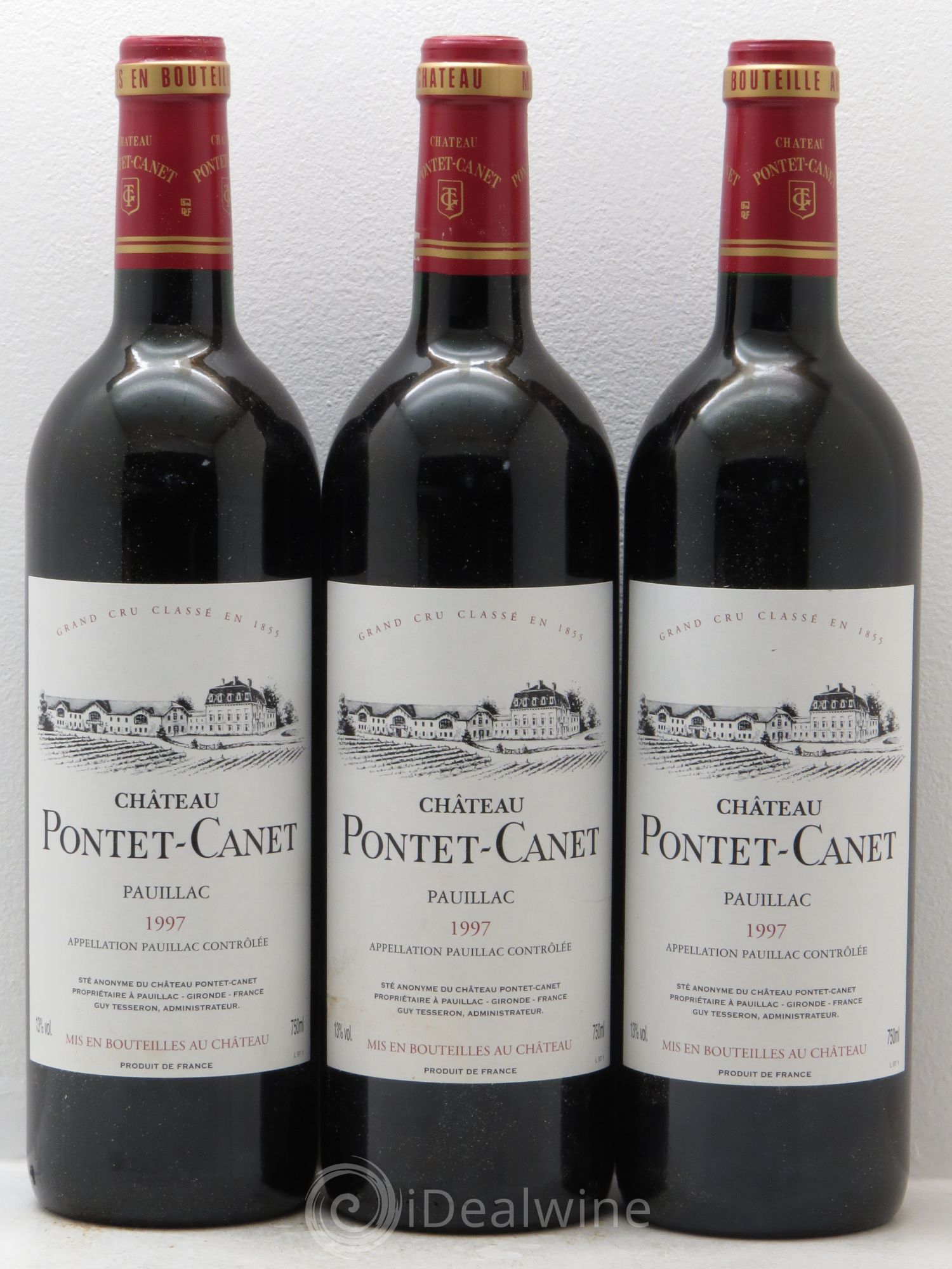 Château Pontet Canet 5ème Grand Cru Classé 1997 - Lot de 3 bouteilles - 0