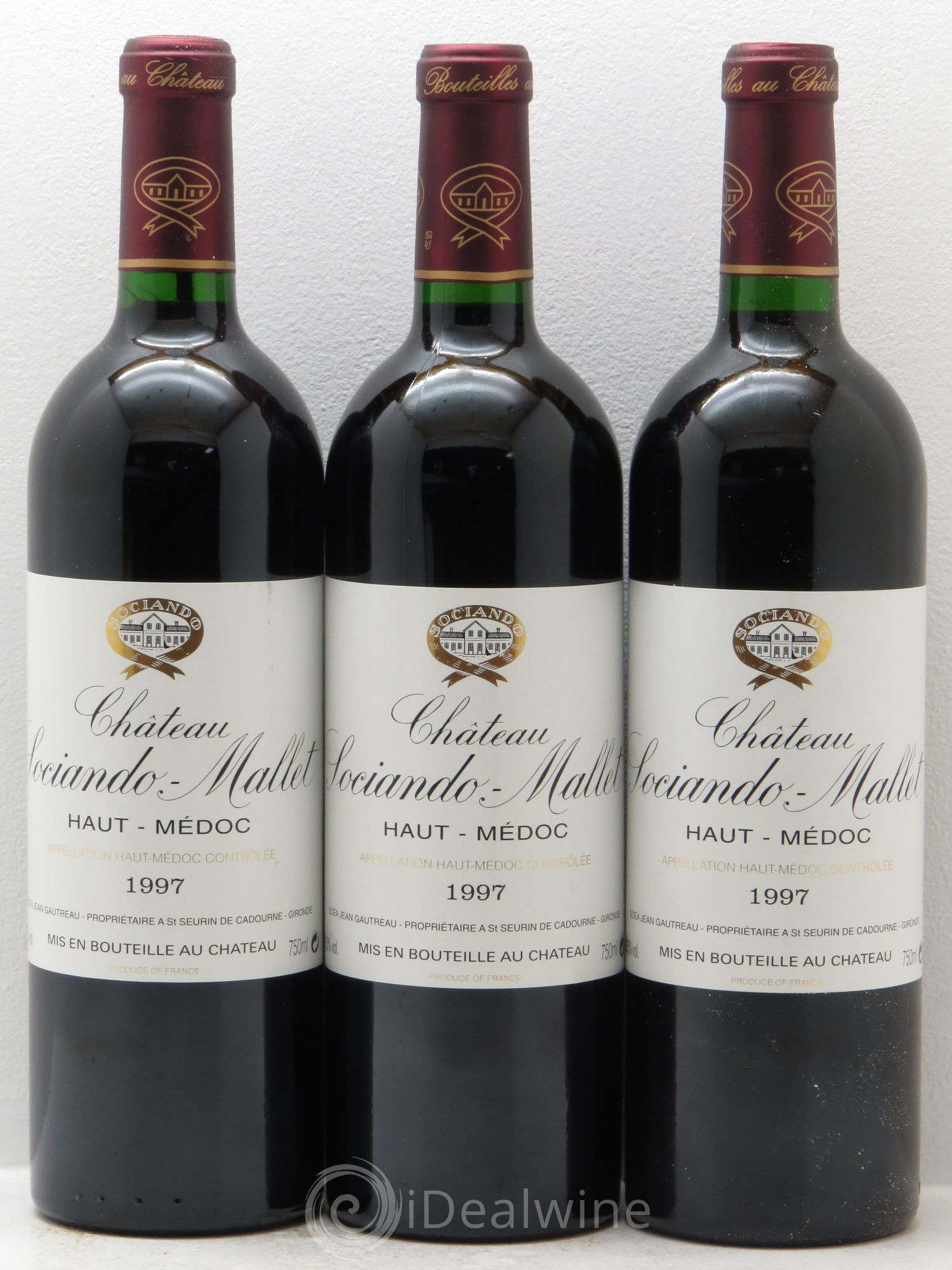 Château Sociando Mallet 1997 - Lot de 3 bouteilles - 0