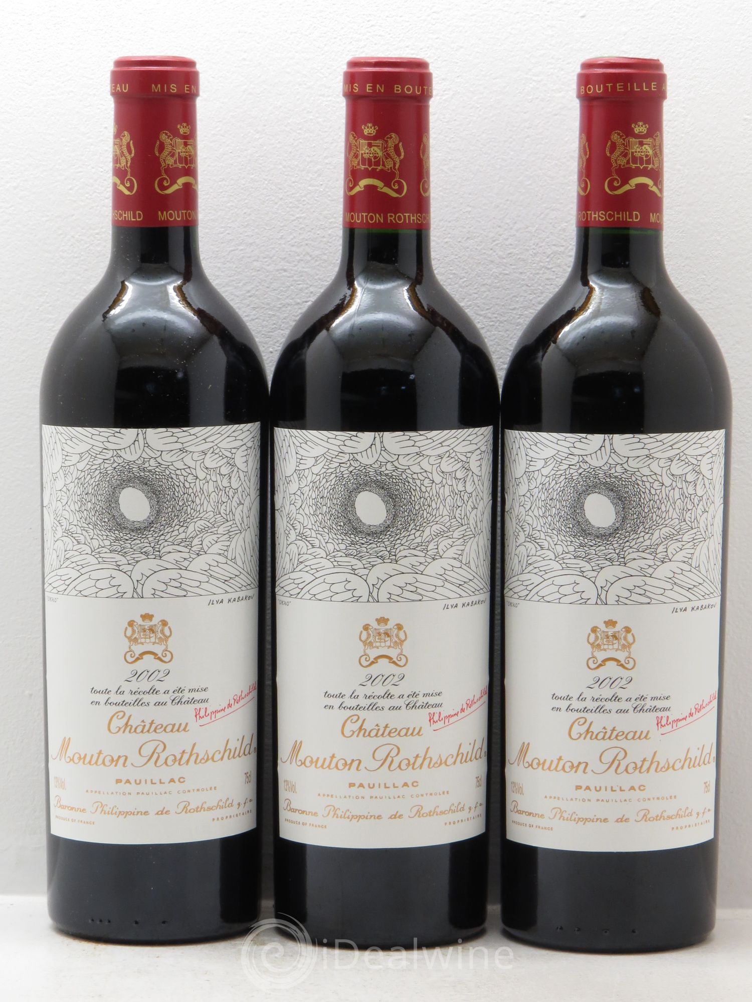 Château Mouton Rothschild 1er Grand Cru Classé 2002 - Lot de 3 bouteilles - 0