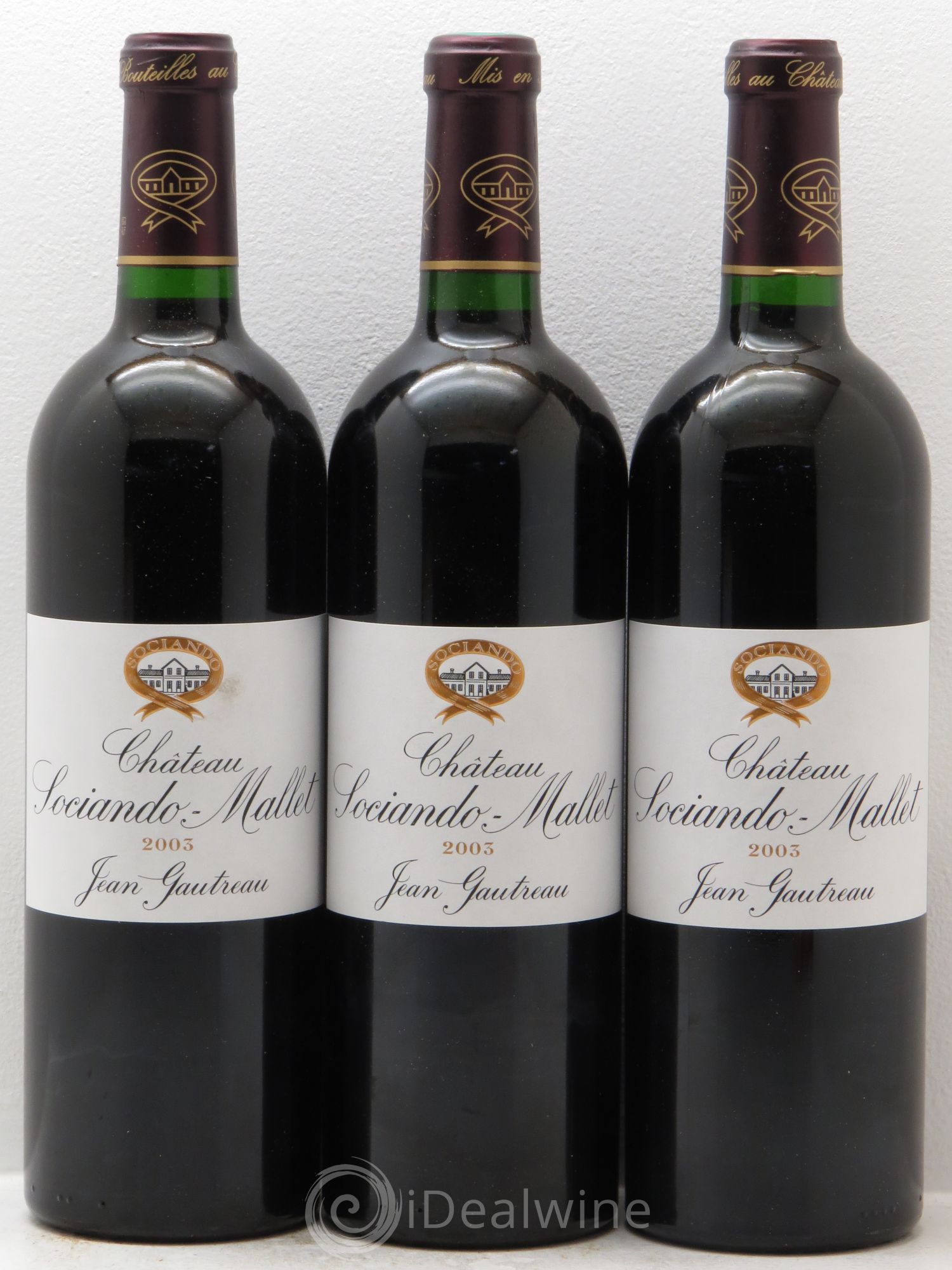 Château Sociando Mallet 2003 - Lot de 3 bouteilles - 0