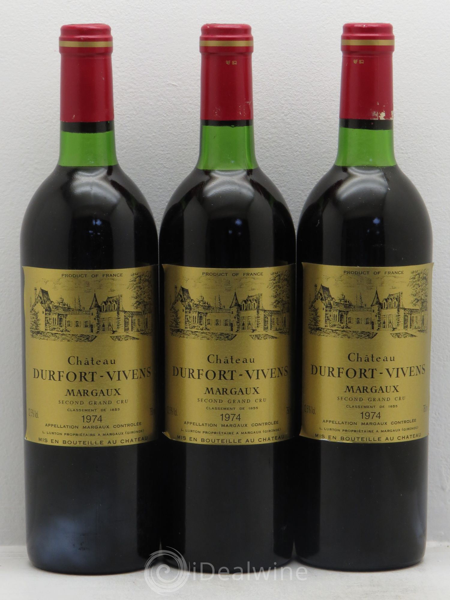 Château Durfort Vivens 2ème Grand Cru Classé 1974 - Lotto di 3 bottiglie - 0