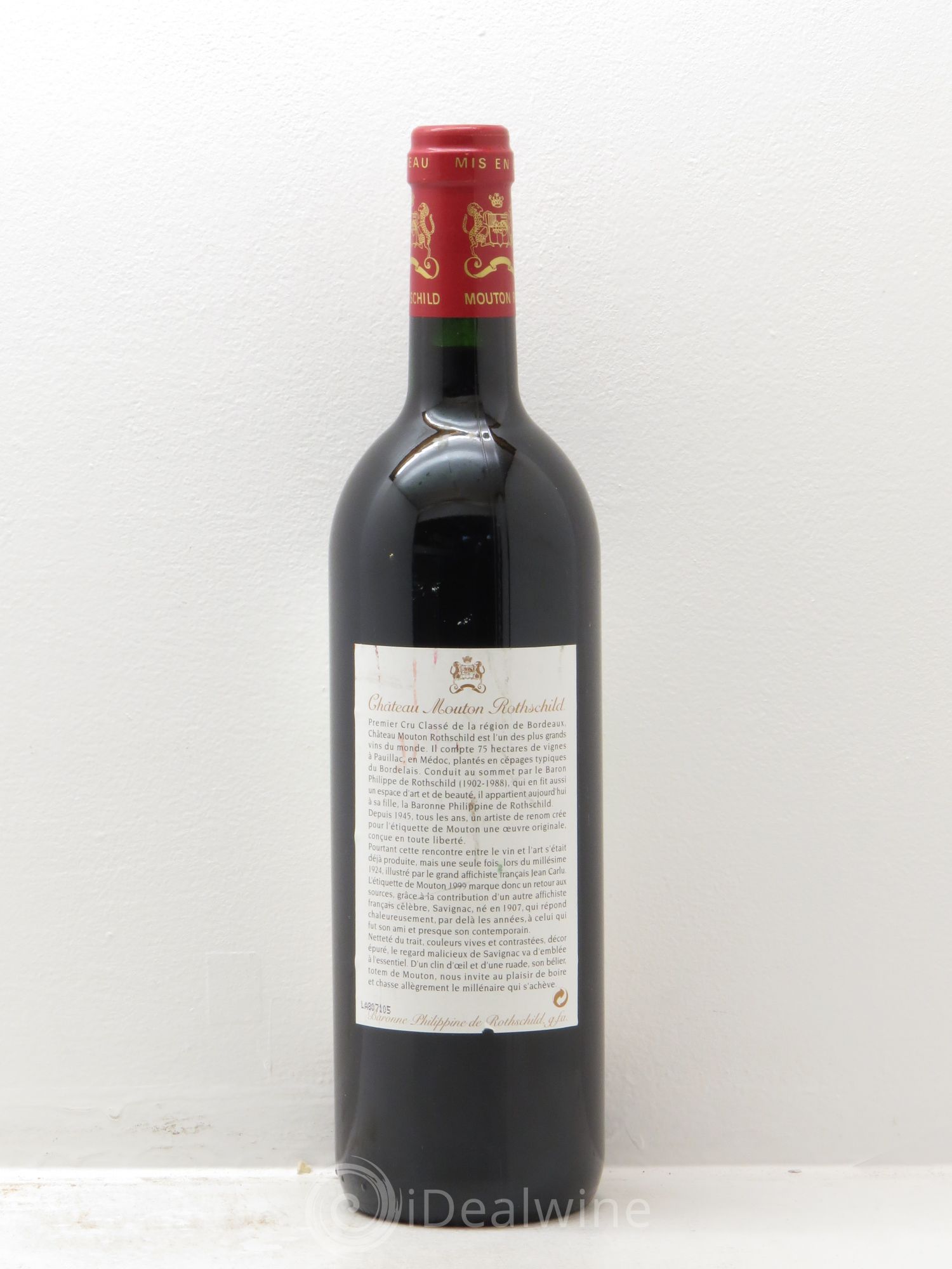 Château Mouton Rothschild 1er Grand Cru Classé 1999 - Lot de 1 bouteille - 1