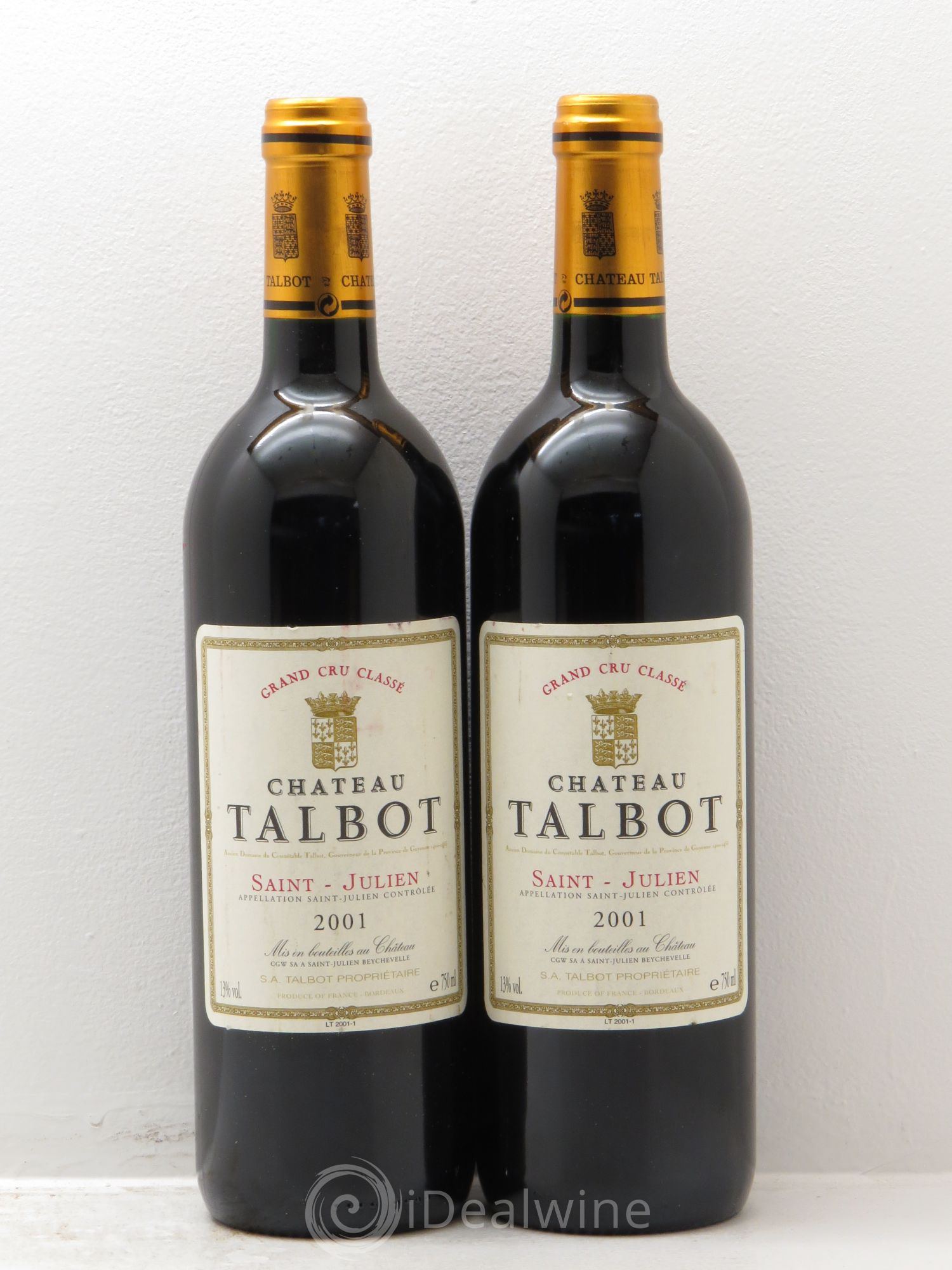 Château Talbot 4ème Grand Cru Classé 2001 - Lot de 2 bouteilles - 0