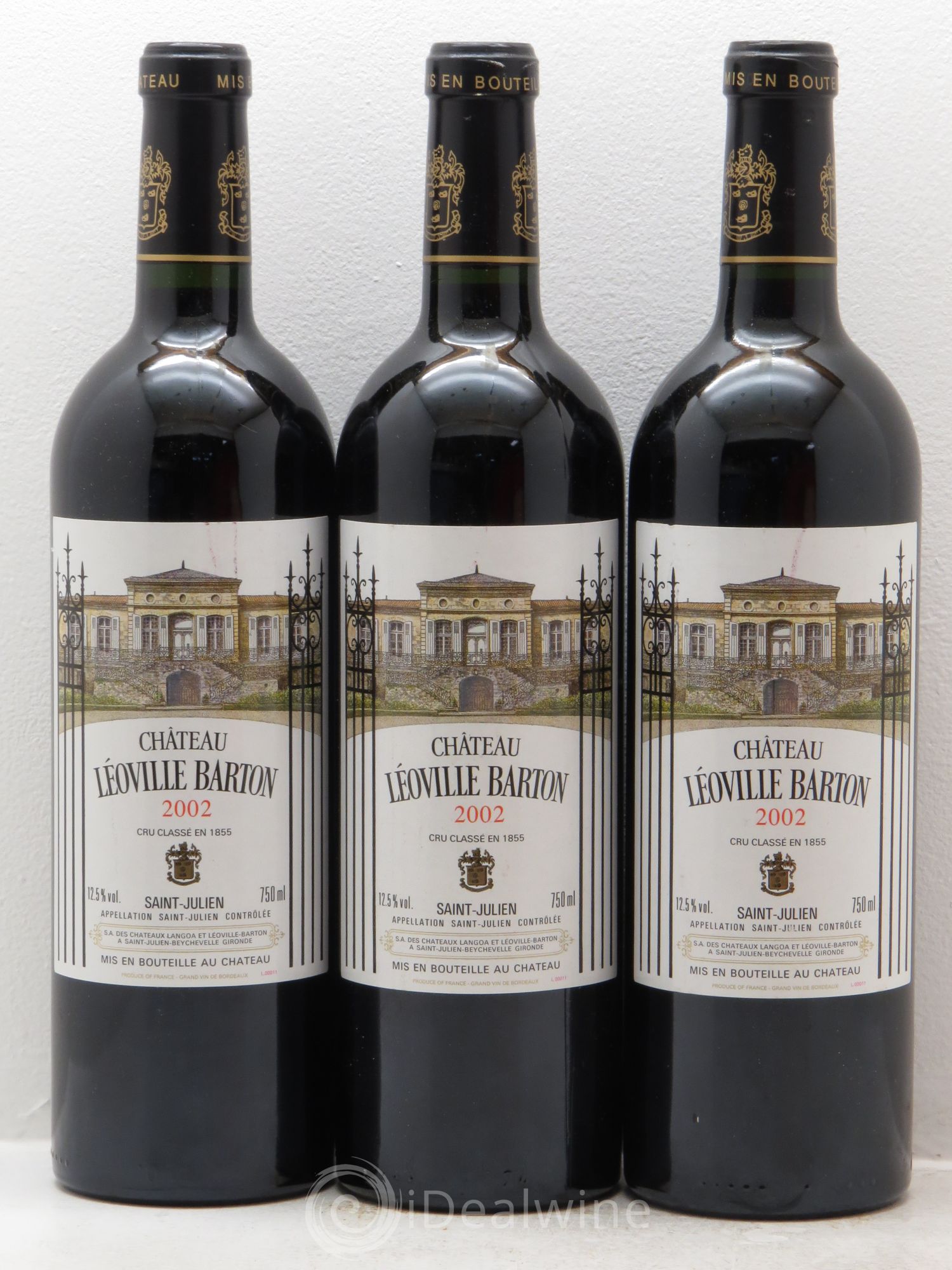 Château Léoville Barton 2ème Grand Cru Classé 2002 - Lot de 3 bouteilles - 0