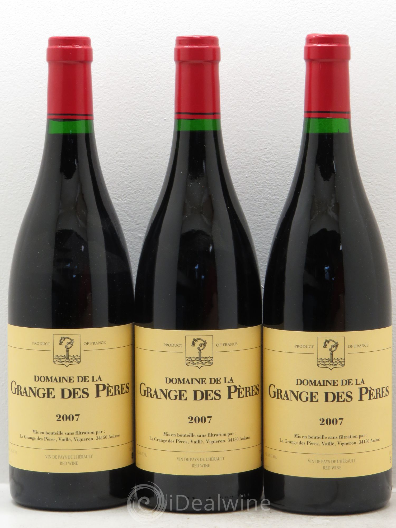 Pays d'Hérault Grange des Pères Laurent Vaillé 2007 - Lot de 3 bouteilles - 0