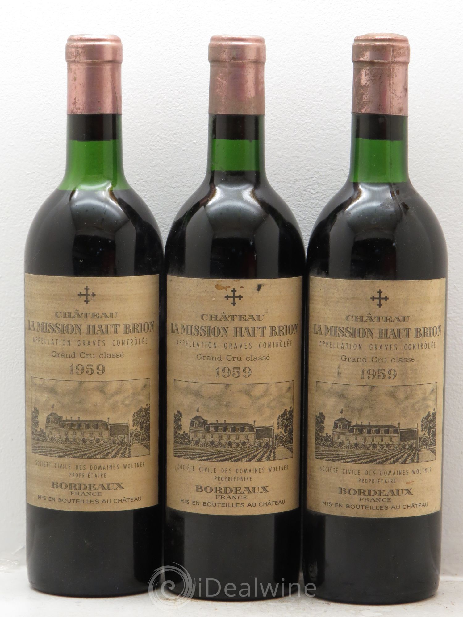 Château la Mission Haut-Brion Cru Classé de Graves 1959 - Lot de 3 bouteilles - 0