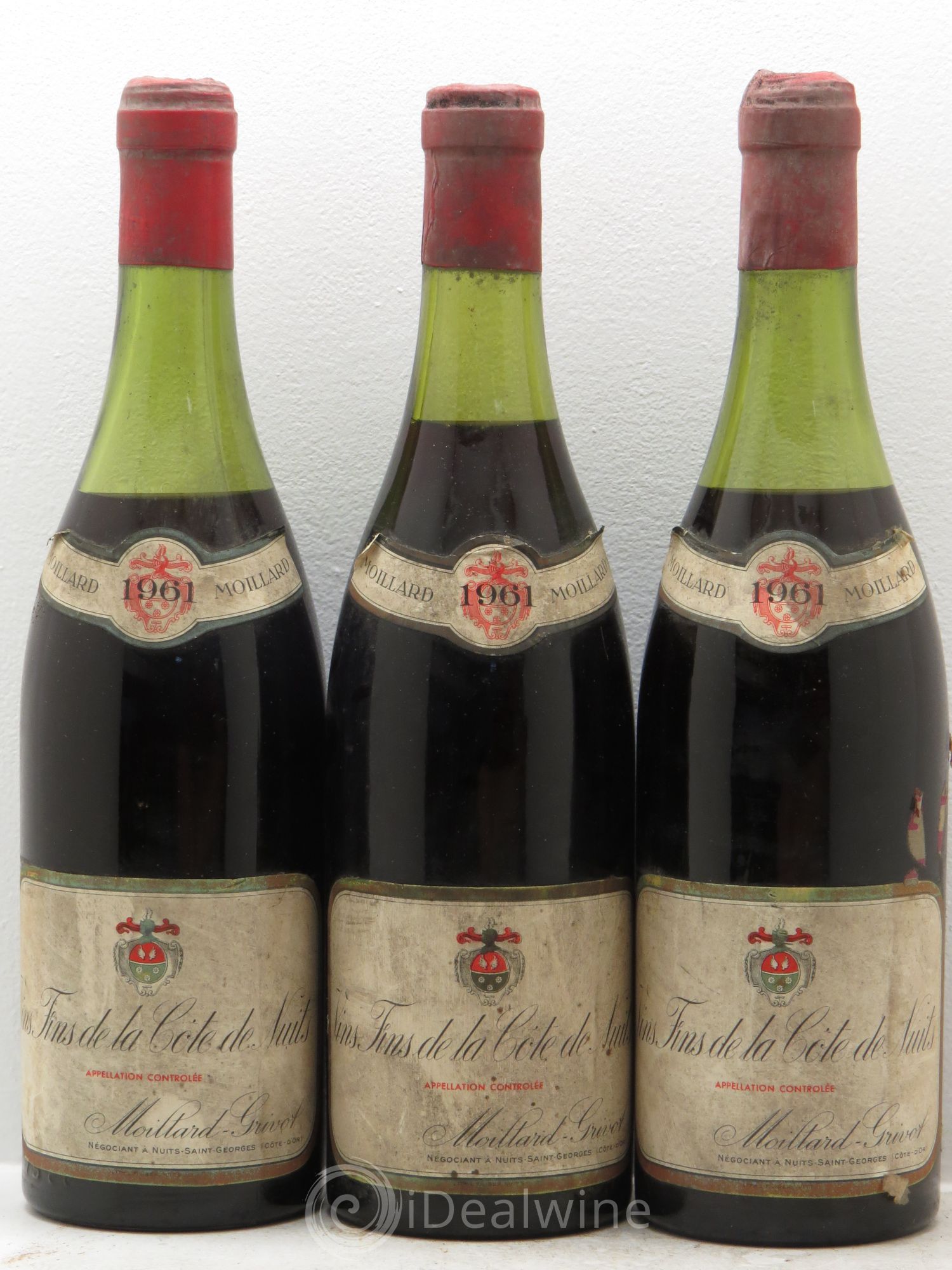 Bourgogne Vins fins de la cote de nuits Moillard Grivot (sans prix de réserve) 1961 - Posten von 3 Flaschen - 0