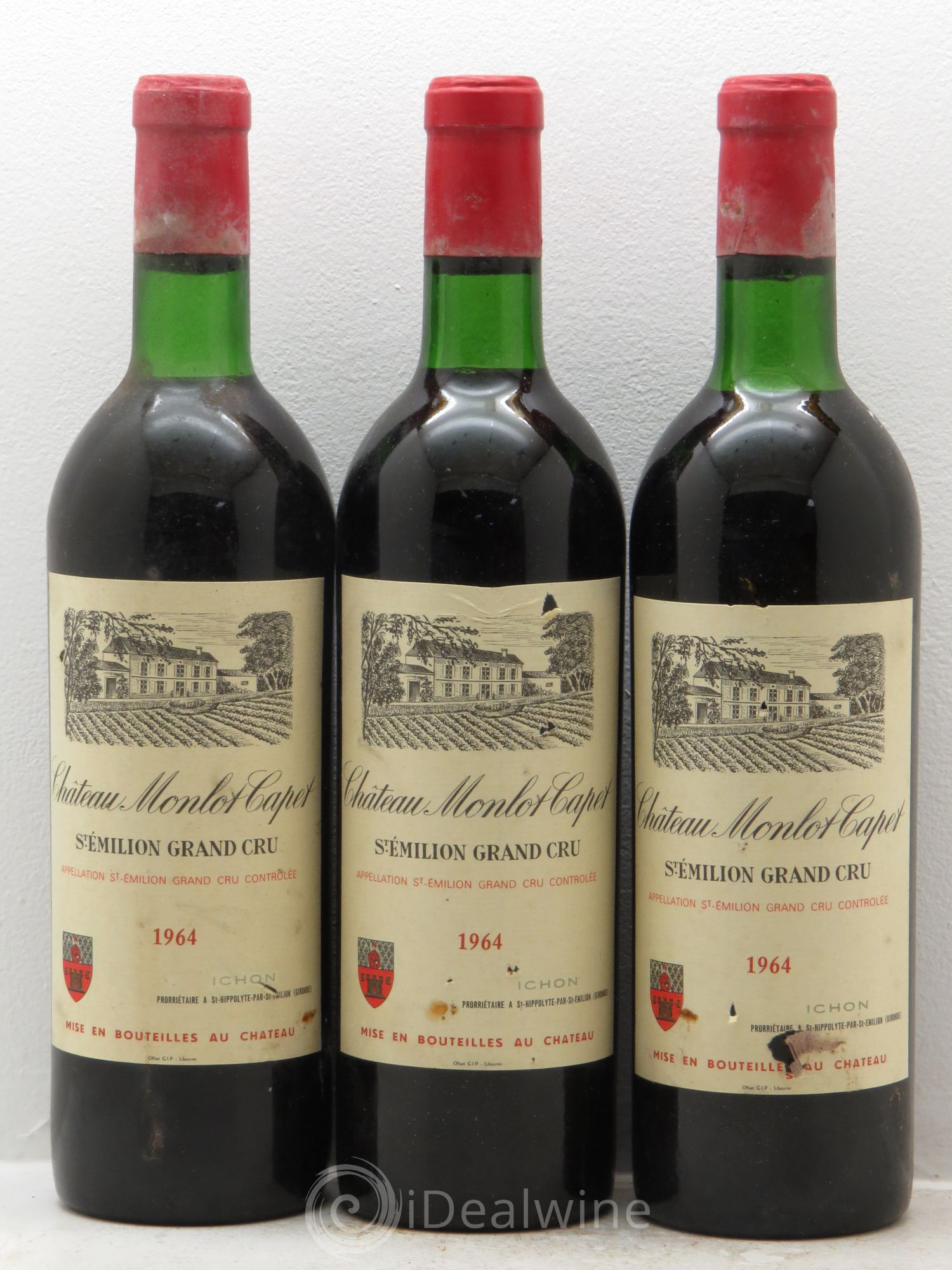 Saint-Émilion Chateau Monlot Capet 1964 - Posten von 3 Flaschen - 0
