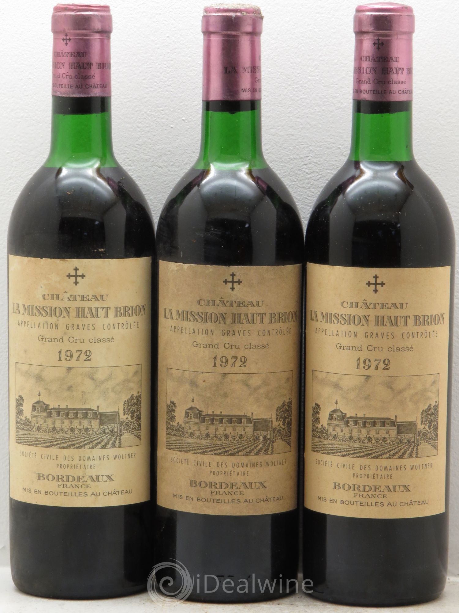 Château la Mission Haut-Brion Cru Classé de Graves 1972 - Lot de 3 bouteilles - 0