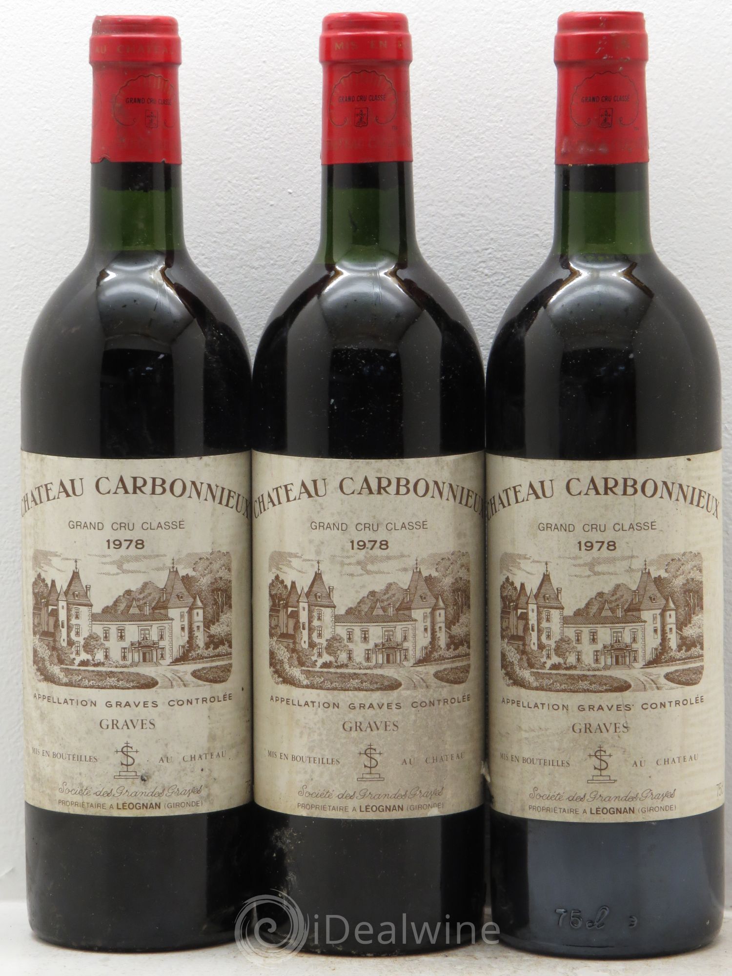 Château Carbonnieux Cru Classé de Graves (sans prix de réserve) 1978 - Lot de 3 bouteilles - 0