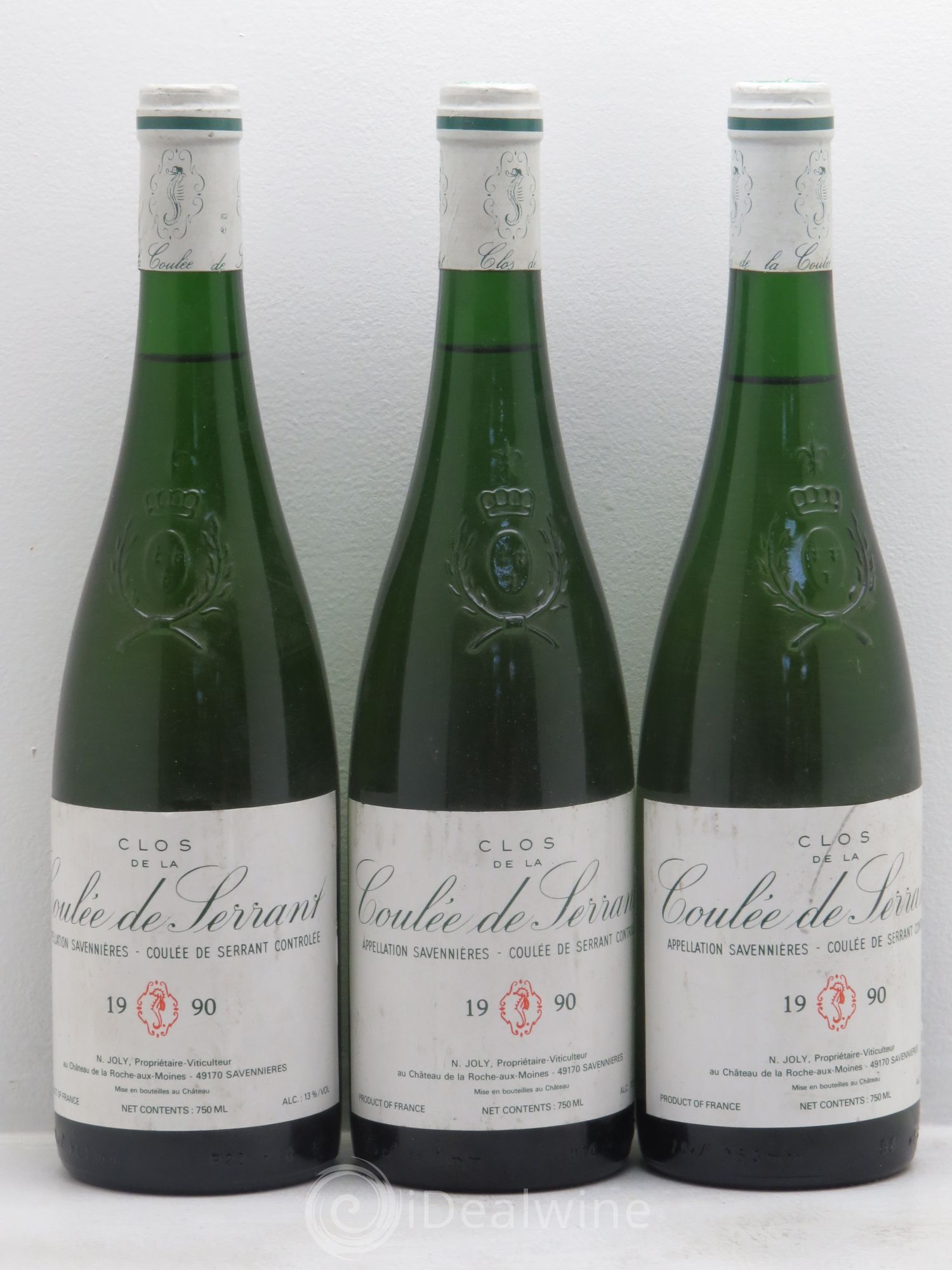 Savennières Clos de la Coulée de Serrant Vignobles de la Coulée de Serrant - Nicolas Joly 1990 - Lot de 3 bouteilles - 0