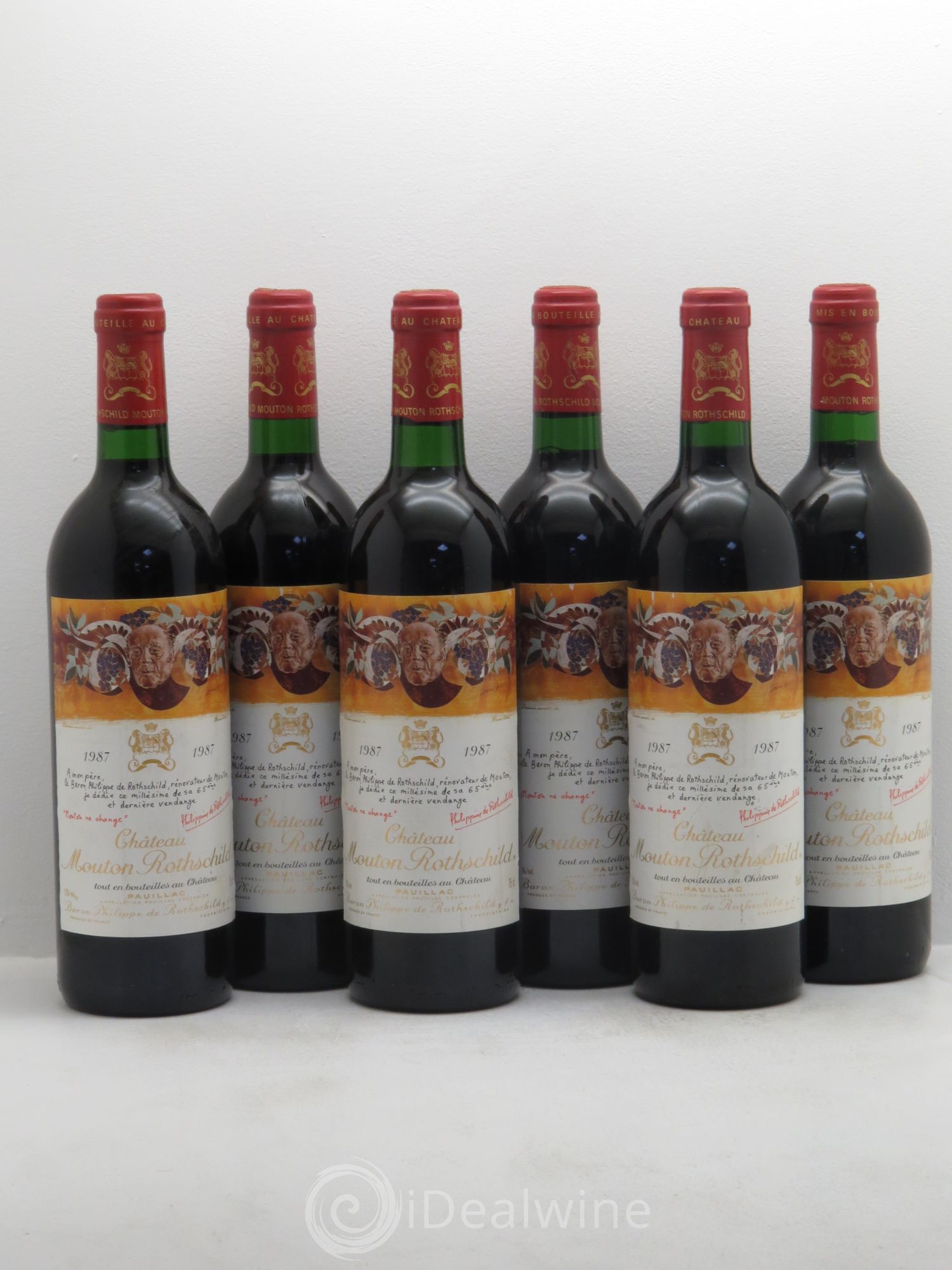 Château Mouton Rothschild 1er Grand Cru Classé 1987 - Lot de 6 bouteilles - 0