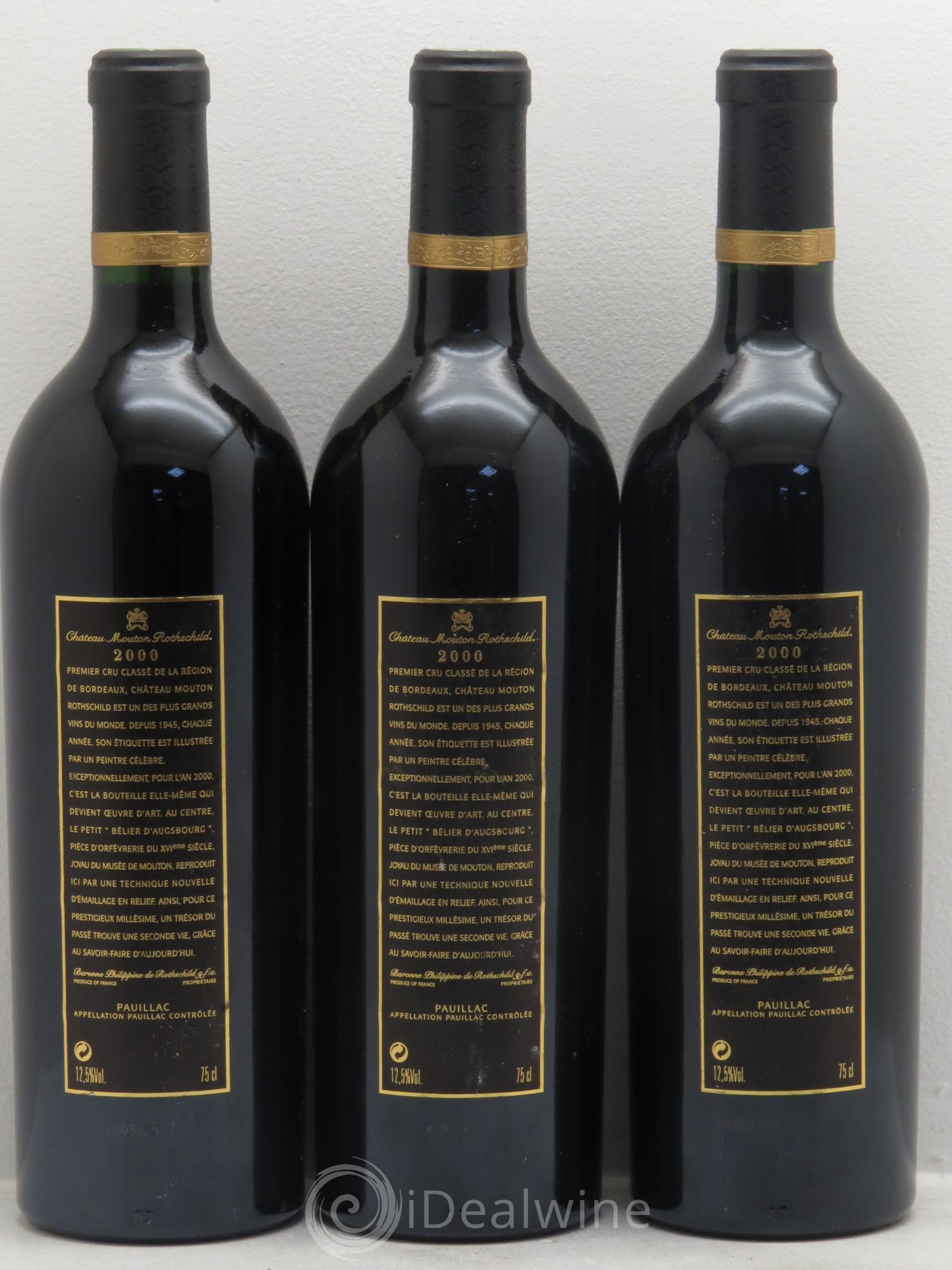 Château Mouton Rothschild 1er Grand Cru Classé 2000 - Lot de 3 bouteilles - 1