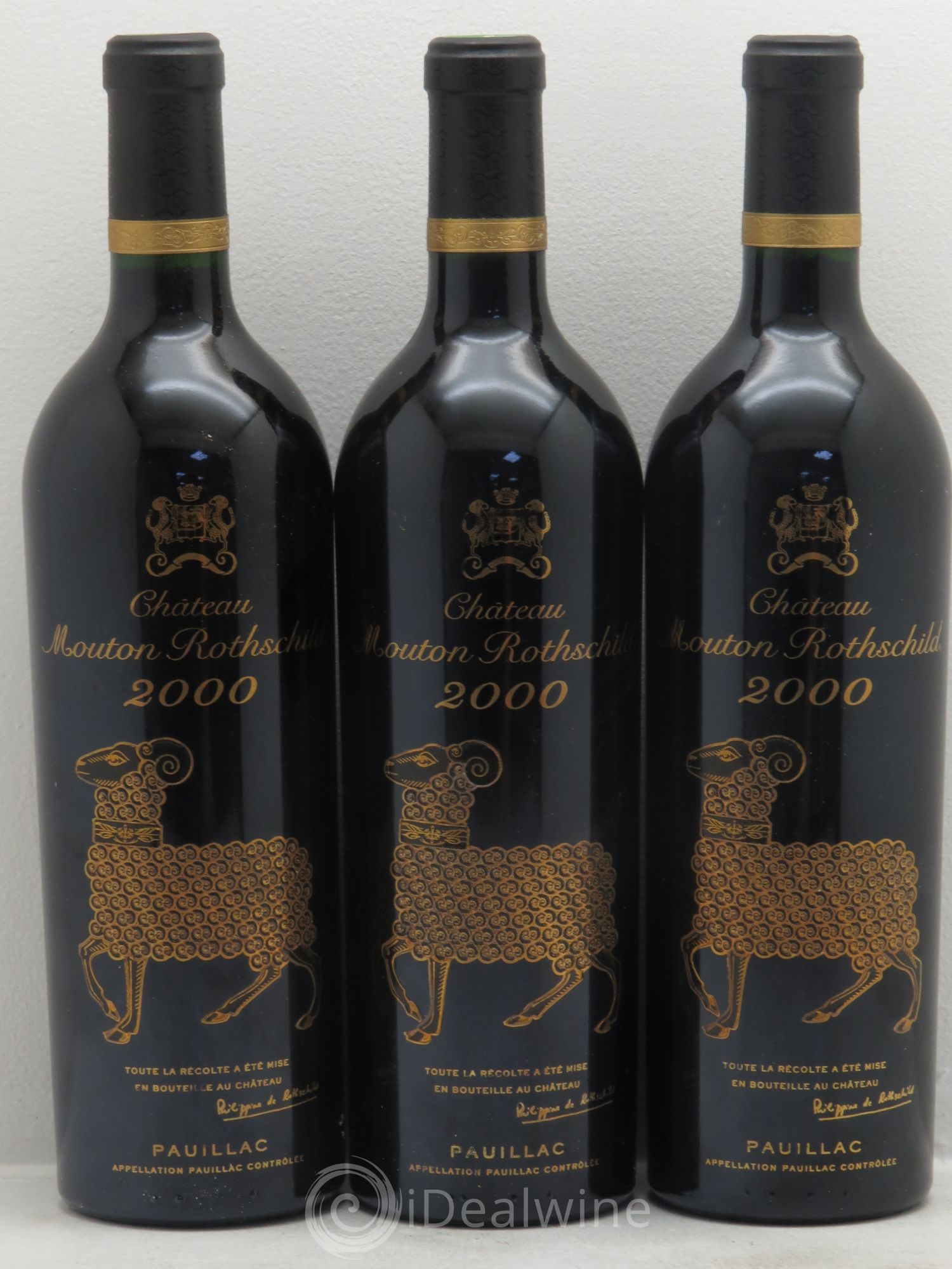 Château Mouton Rothschild 1er Grand Cru Classé 2000 - Lot de 3 bouteilles - 0