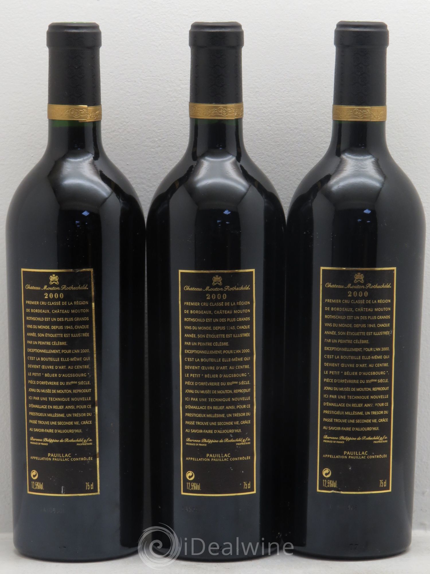 Château Mouton Rothschild 1er Grand Cru Classé 2000 - Lot de 3 bouteilles - 1