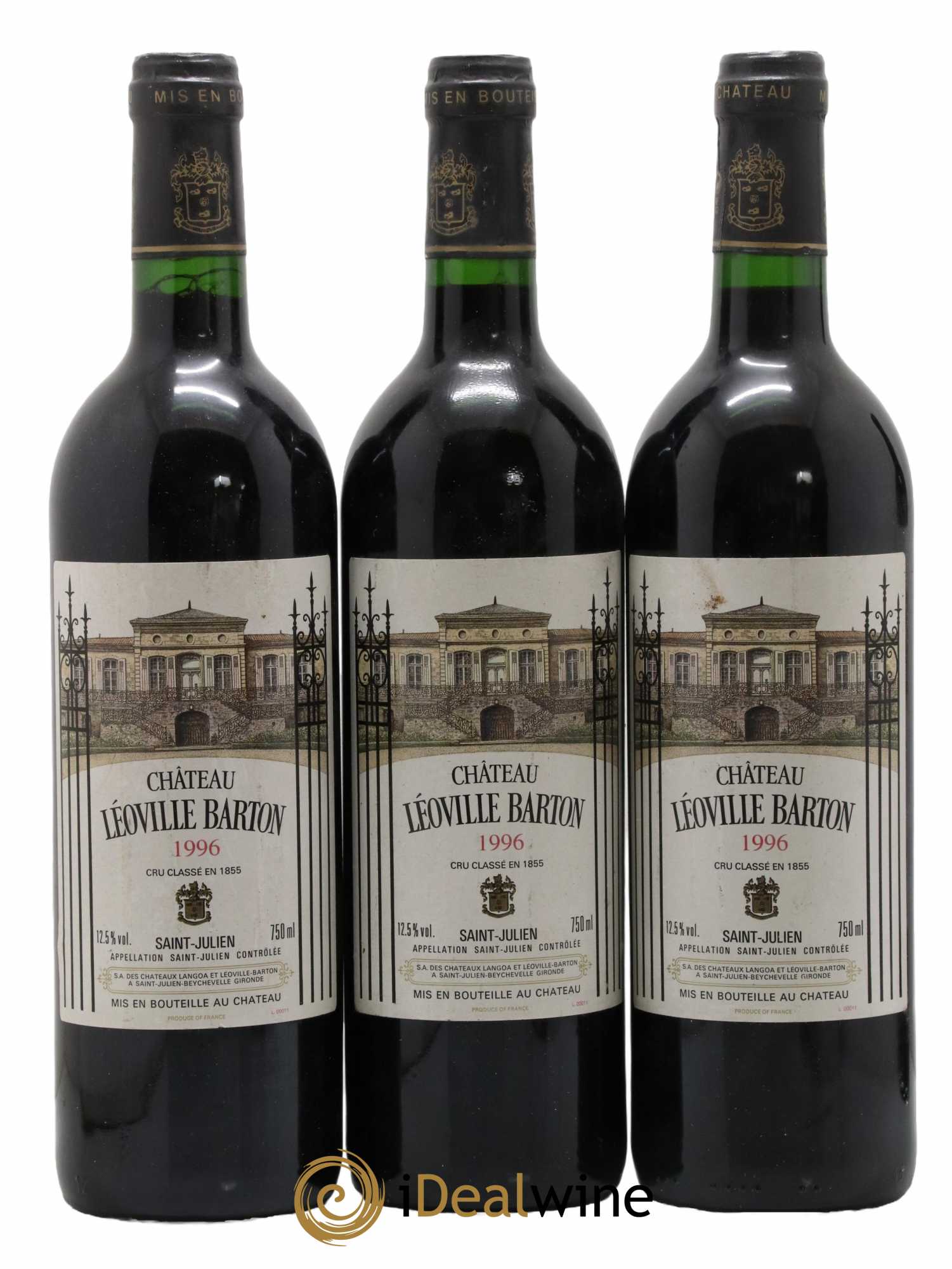 Château Léoville Barton 2ème Grand Cru Classé 1996 - Lot de 3 bouteilles - 0