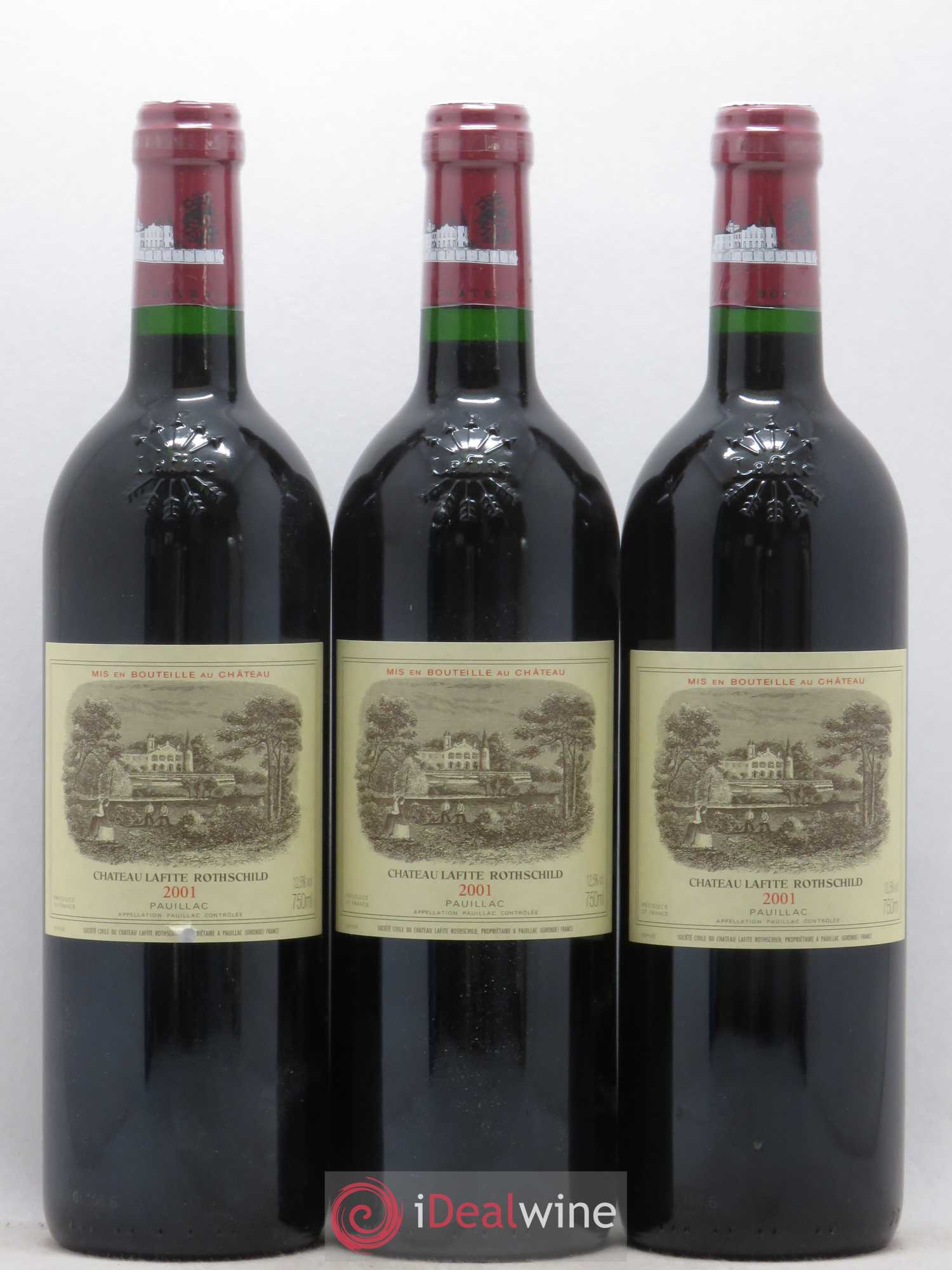 Château Lafite Rothschild 1er Grand Cru Classé 2001 - Lot de 3 bouteilles - 0