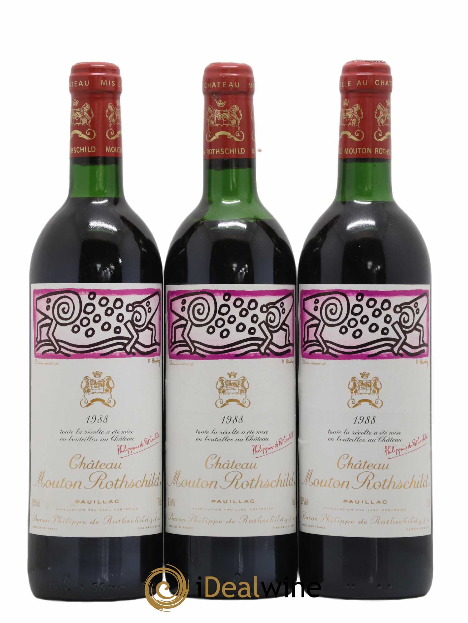 Château Mouton Rothschild 1er Grand Cru Classé 1988 - Lot de 3 bouteilles - 0