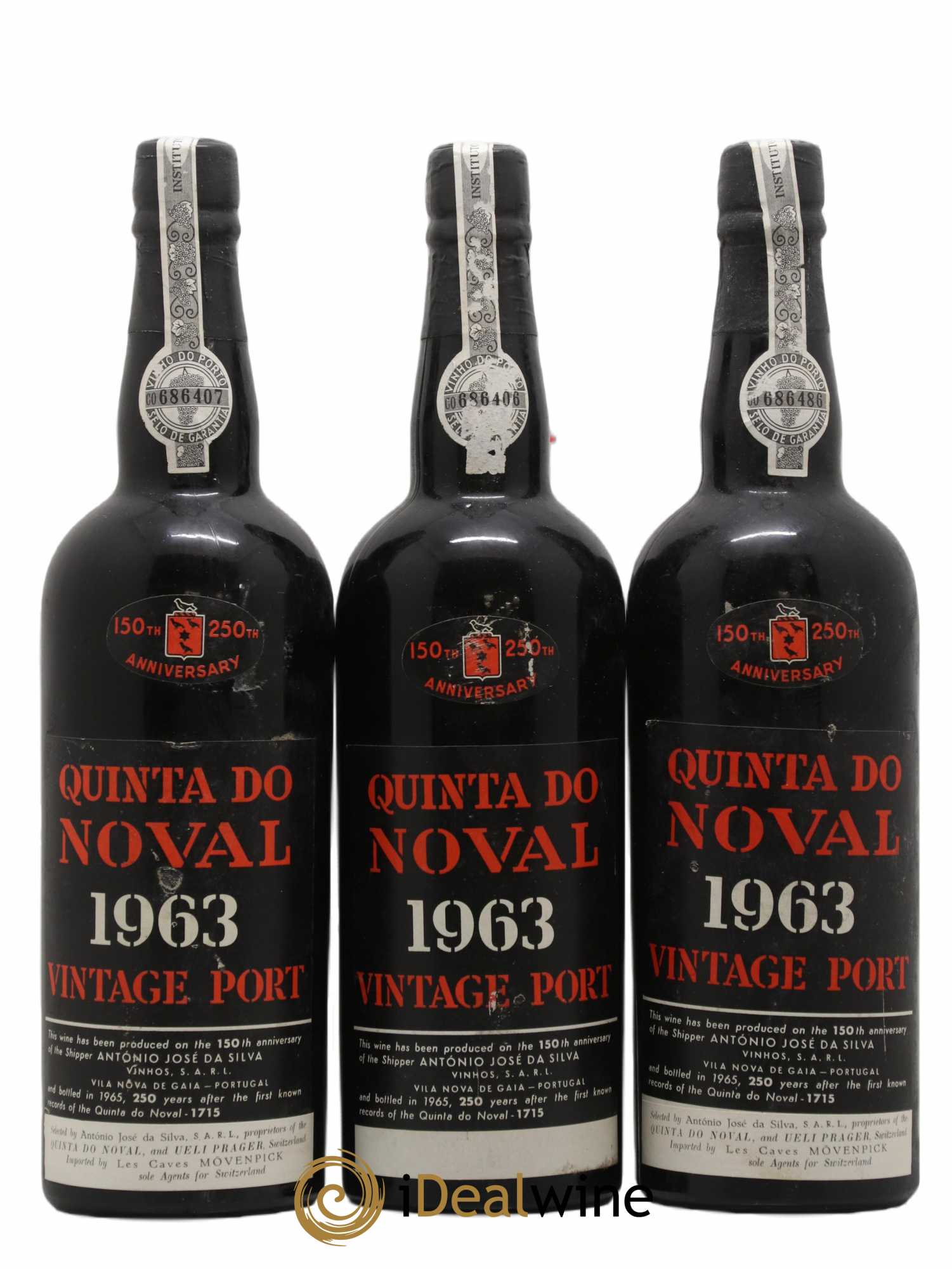 Porto Quinta Do Noval Vintage 1963 - Lot de 3 bouteilles - 0